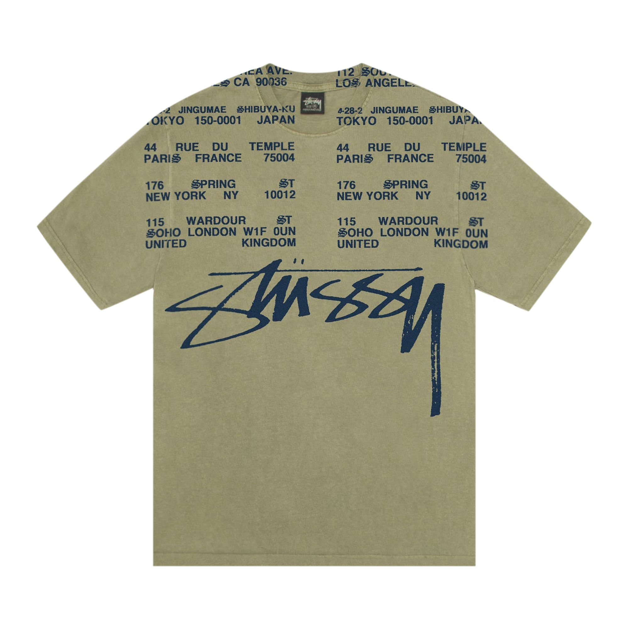 Stussy Locations Tee Pigment Dyed 'Olive' - 1