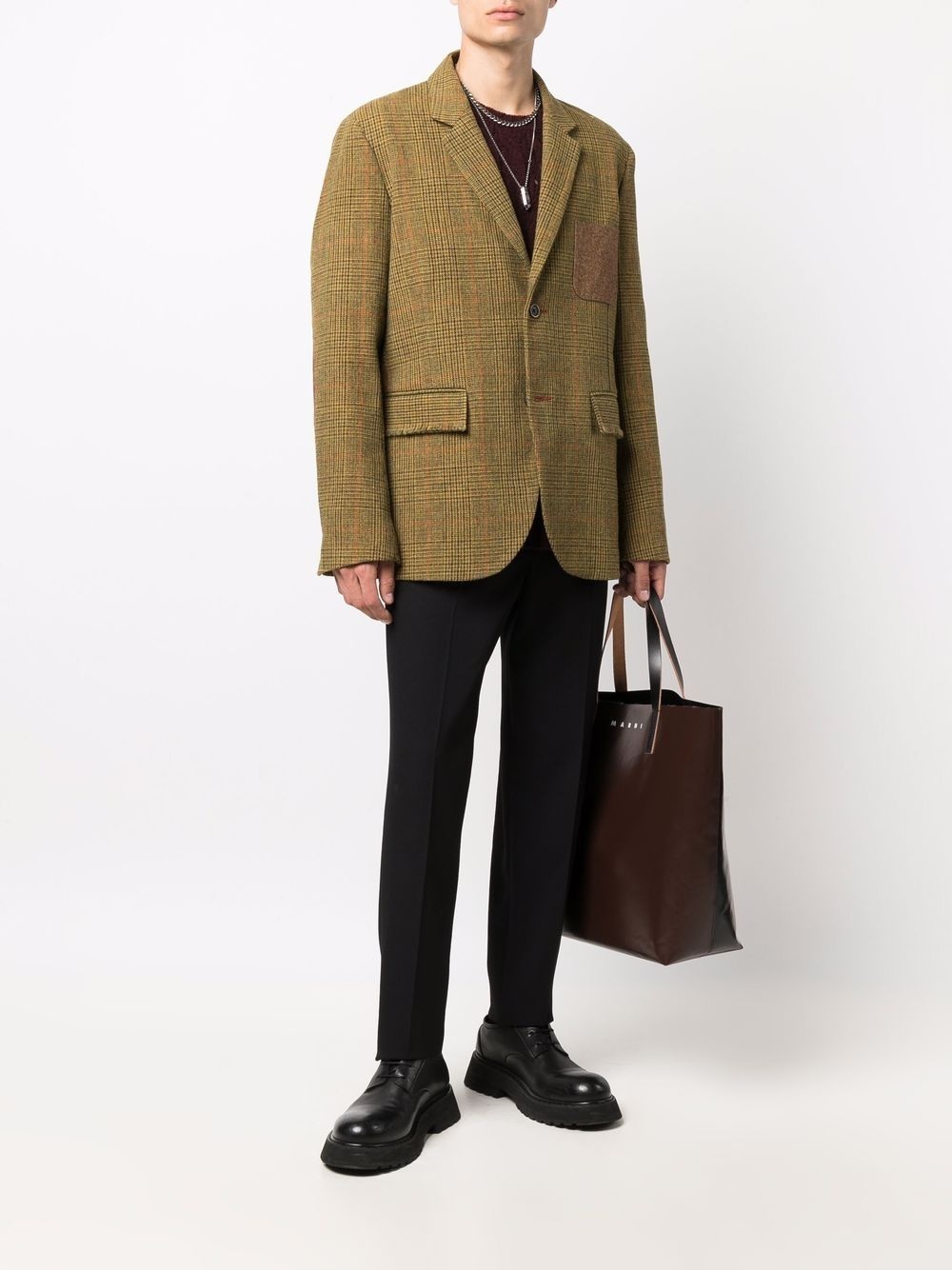 checked wool blazer - 2
