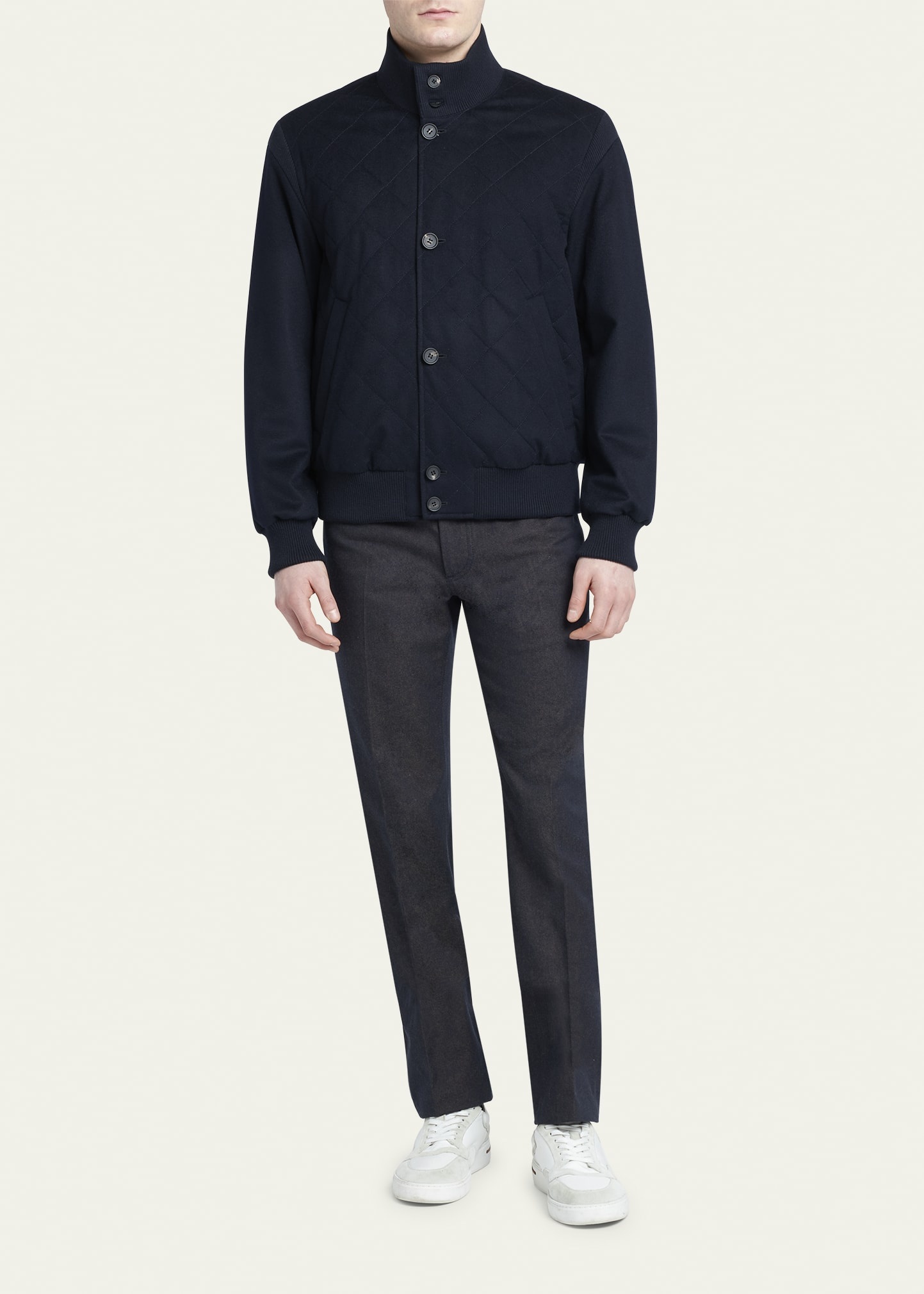 Men's Reversible Quilted Cashmere Bomber Jacket - 2