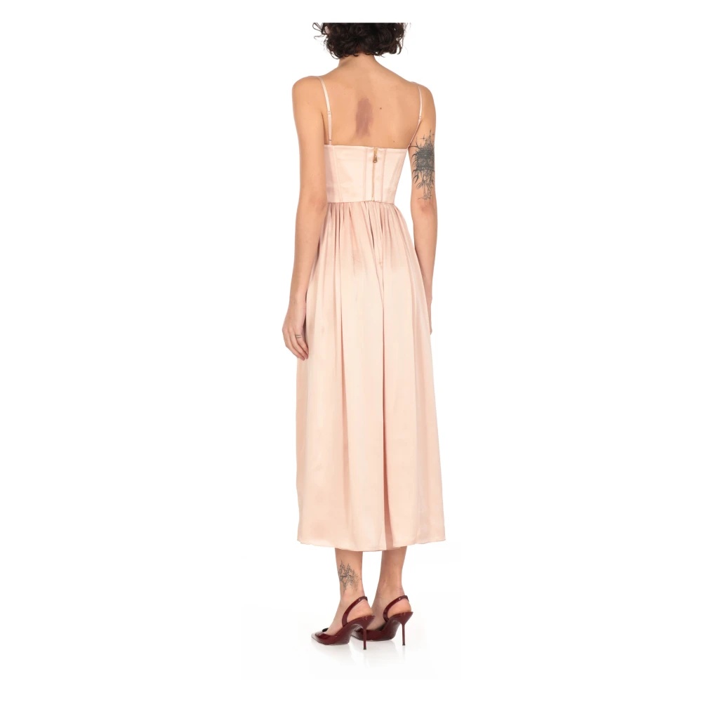 PINK SILK DRESS WITH WIDE NECK - 4