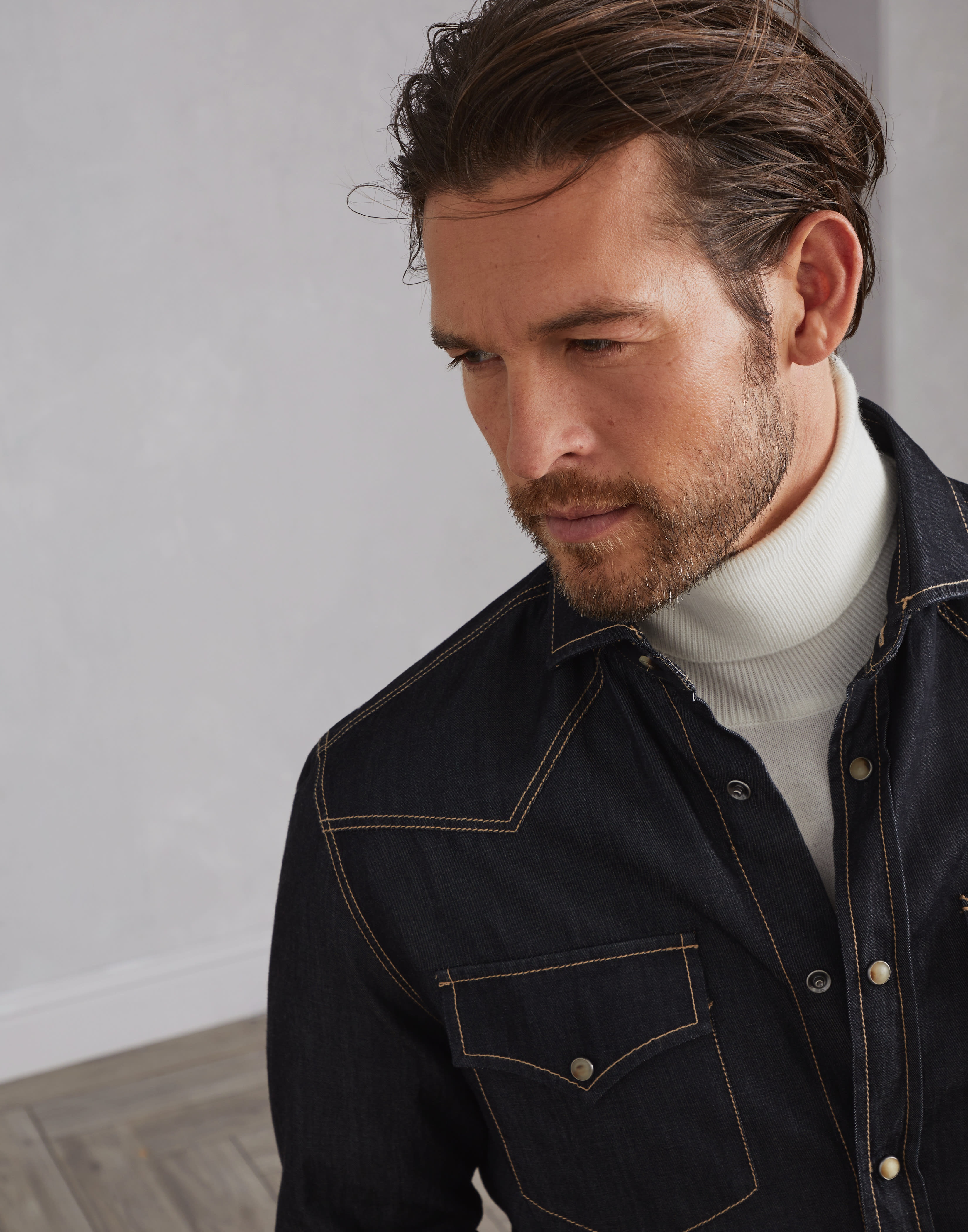 Lightweight denim easy fit western shirt - 3