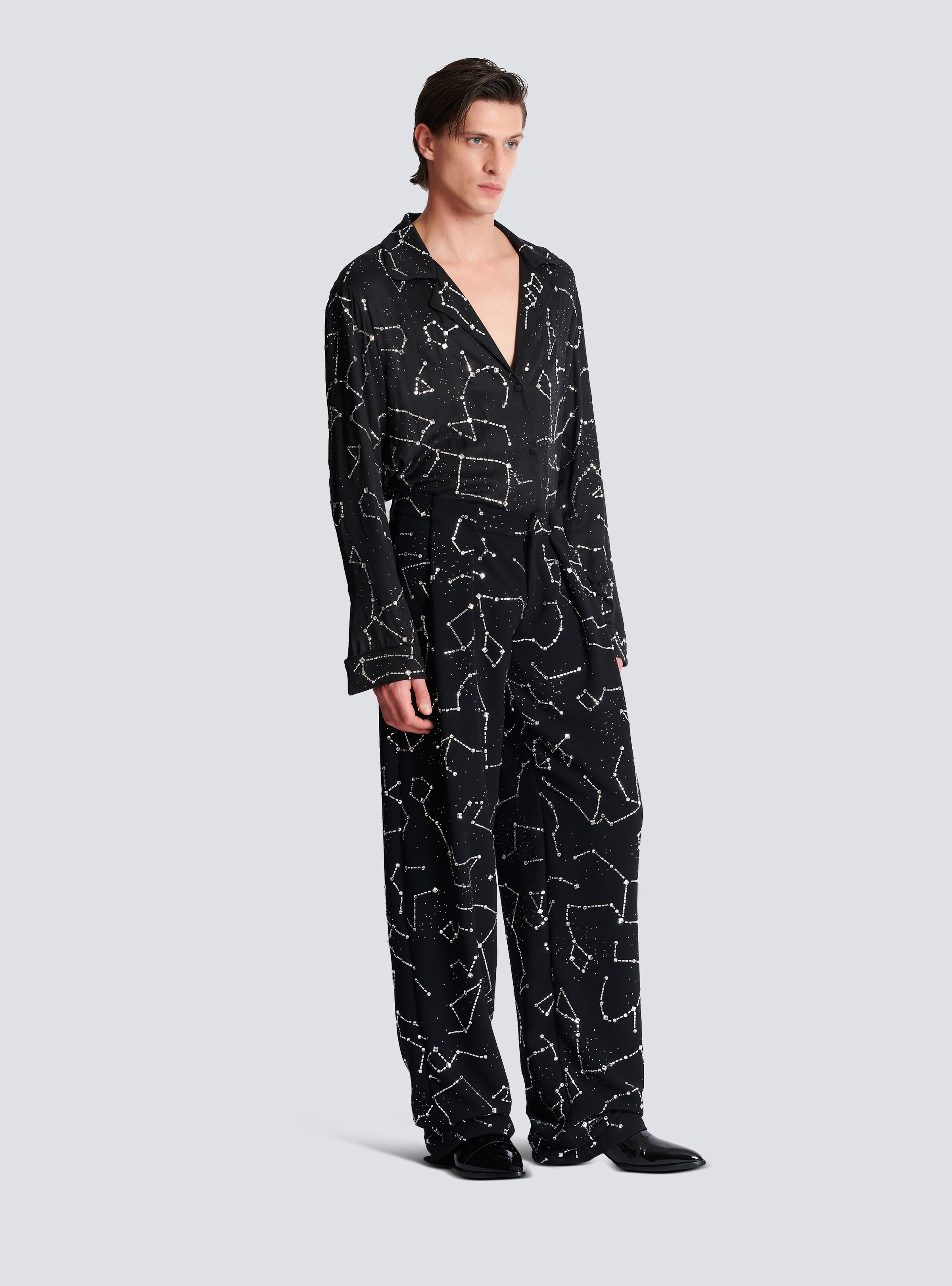 Crepe trousers with rhinestone Constellation motif - 3