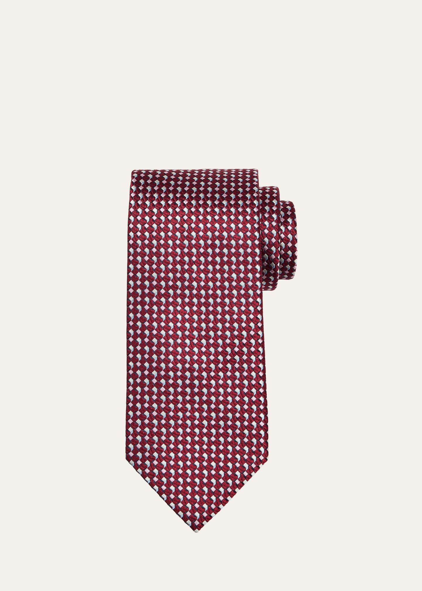 Men's Geometric Silk Jacquard Tie - 1