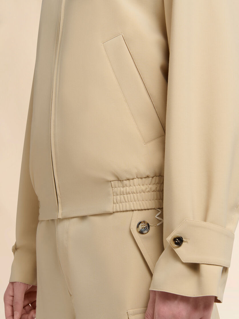 CREAM LIGHT WOOL JACKET WITH COLLAR - 5