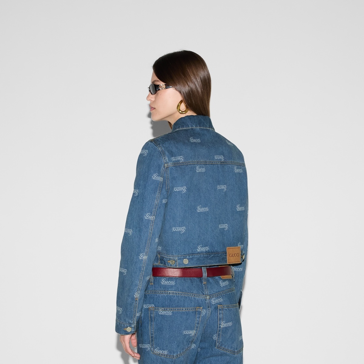 Denim jacket with lasered Gucci detail - 4