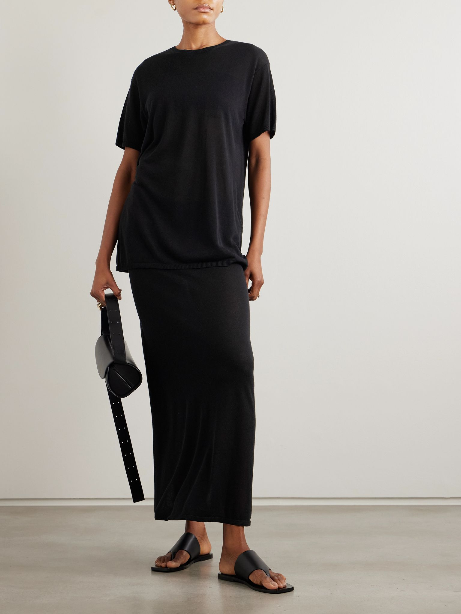 Lyocell and cashmere-blend T-shirt Black - 2