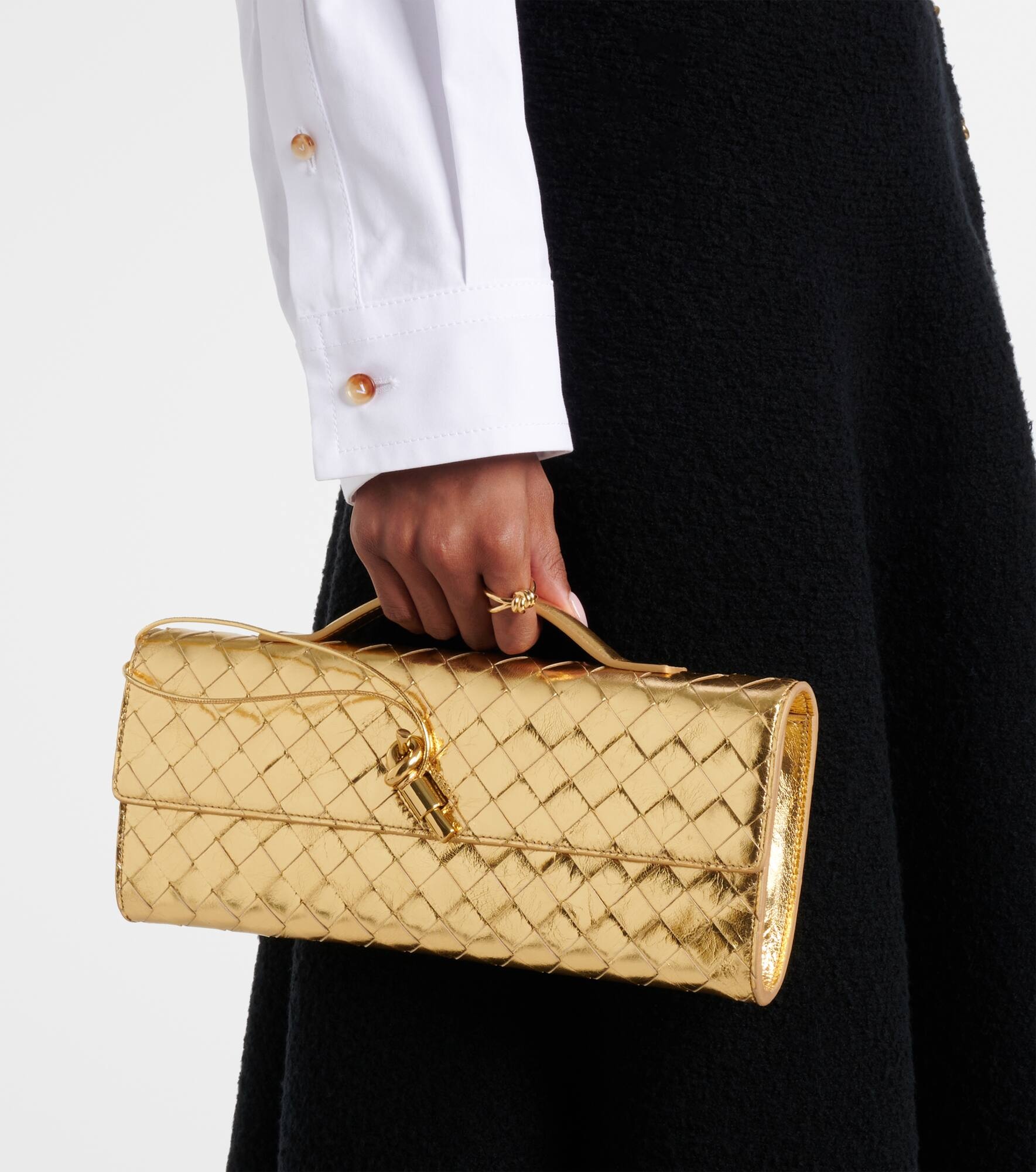 Andiamo Intrecciato metallic leather clutch - 2