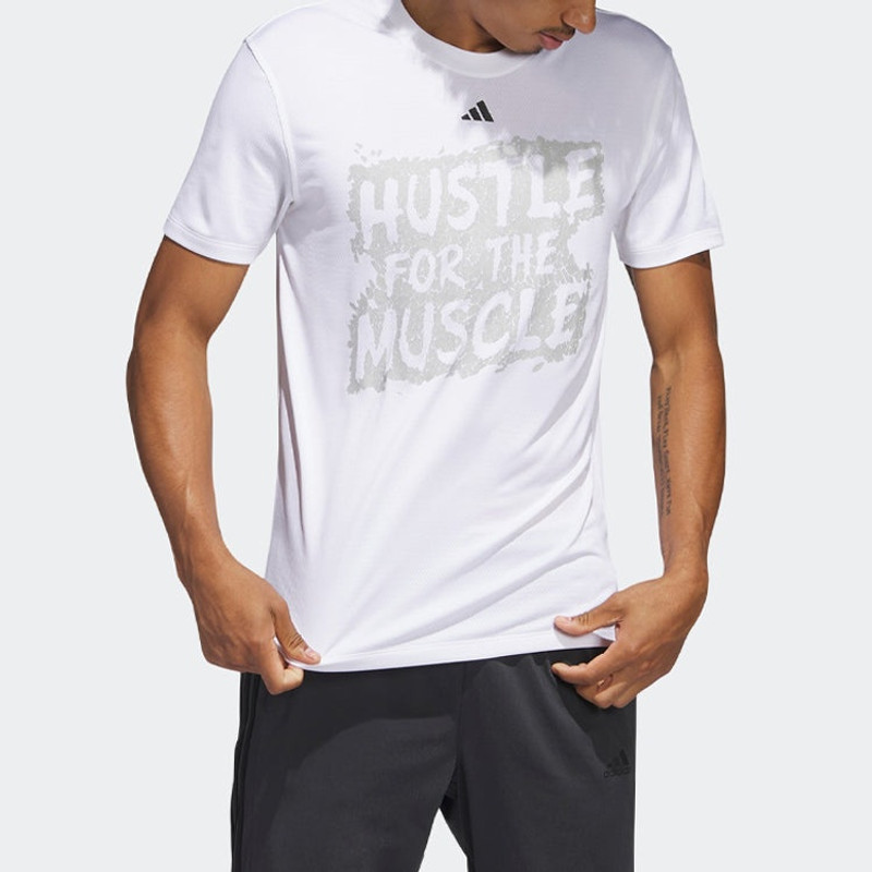 adidas Adidas Hustle For The Muscle T-Shirts 'White' H44742 outlook
