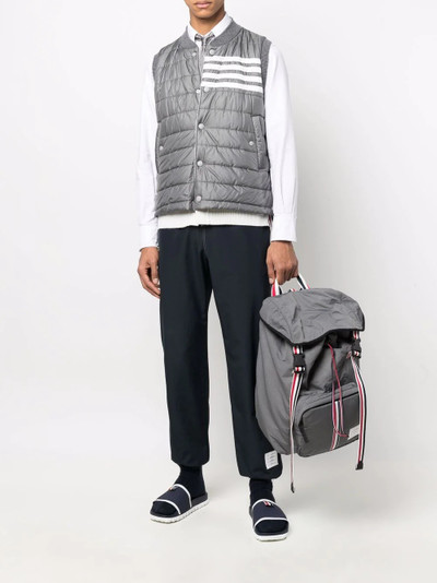 Thom Browne 4-Bar stripped padded gilet outlook