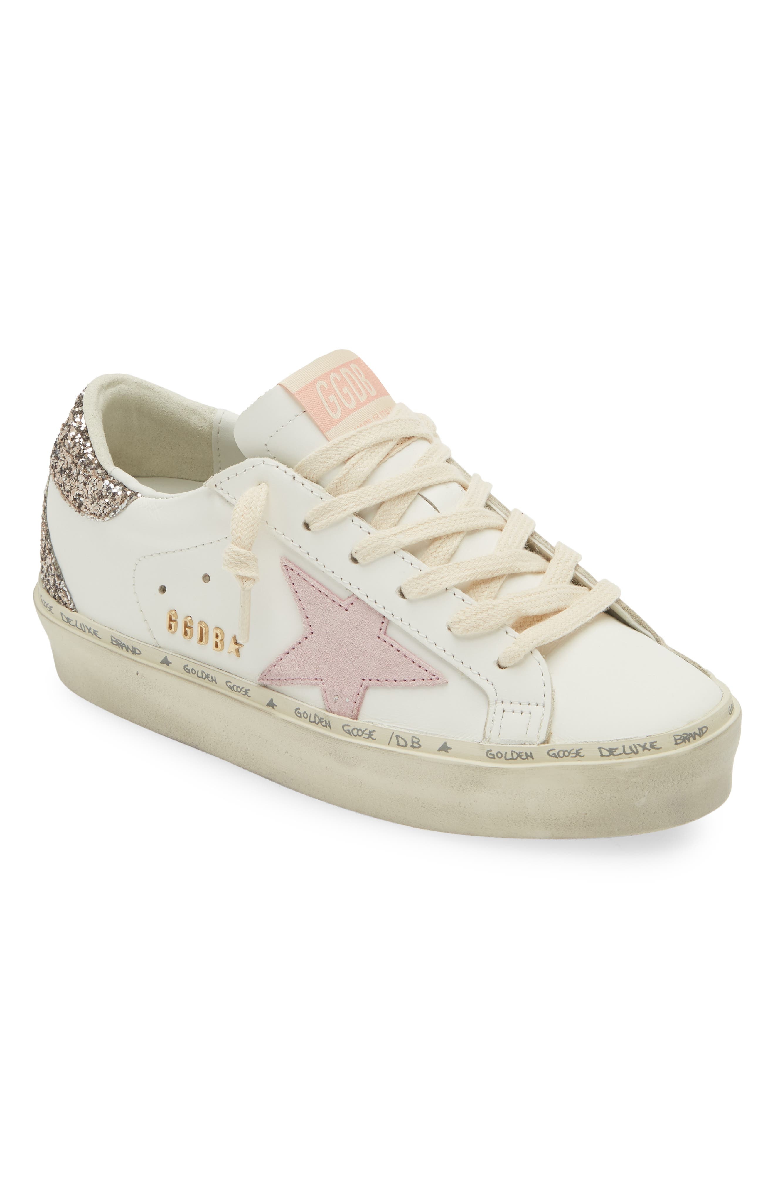 Golden Goose Hi Star Platform Sneaker in White/Pink at Nordstrom - 1