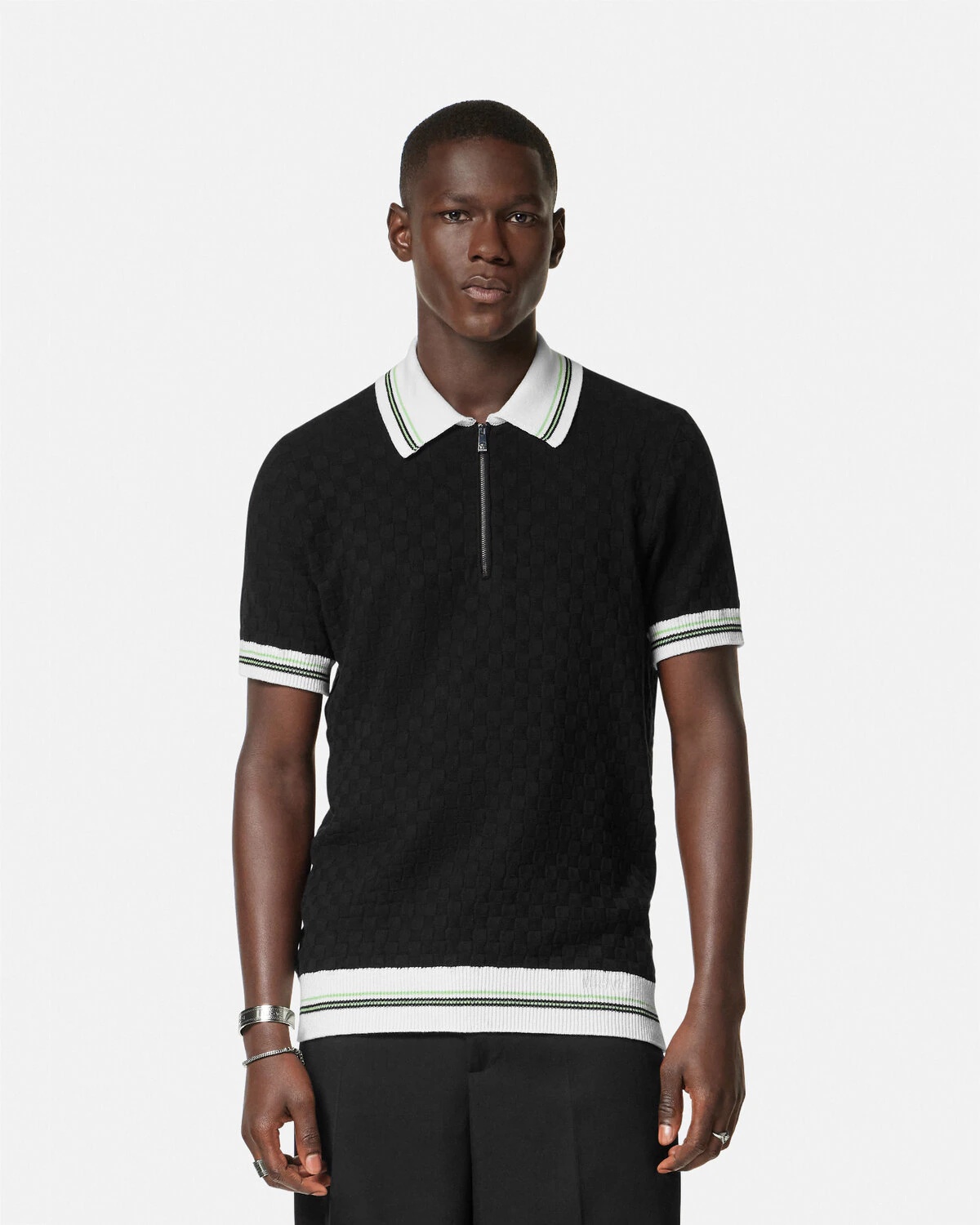 Contrasto Jacquard Knit Polo Shirt - 4