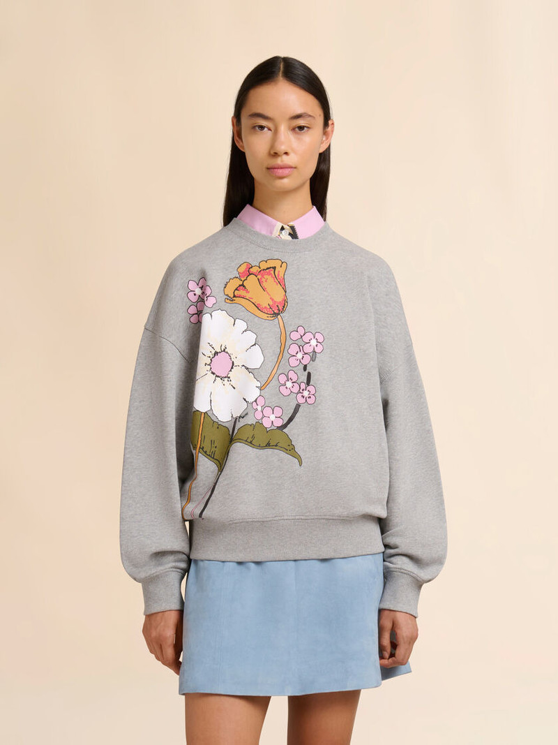 Marni GRAY COTTON SWEATSHIRT WITH MELODIA FLORAL PRINT outlook