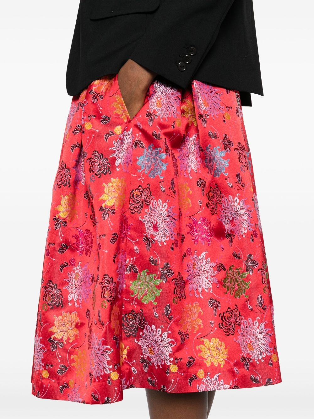 floral-jacquard midi skirt - 5