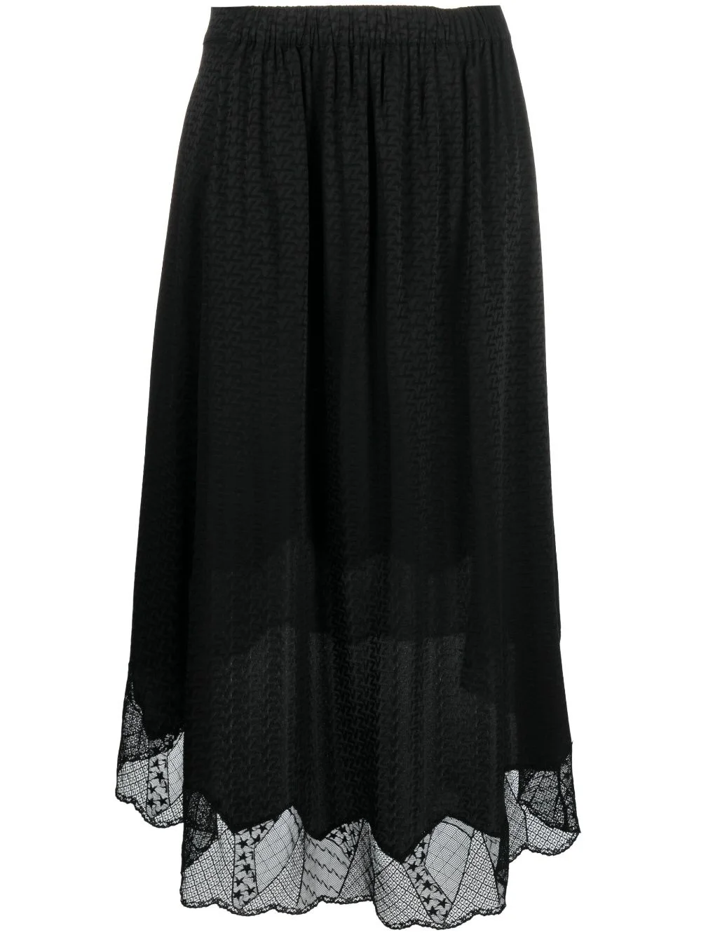 lace-trim silk skirt - 1