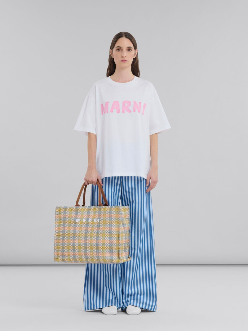 Marni YELLOW CHECKED SMALL BASKET BAG outlook