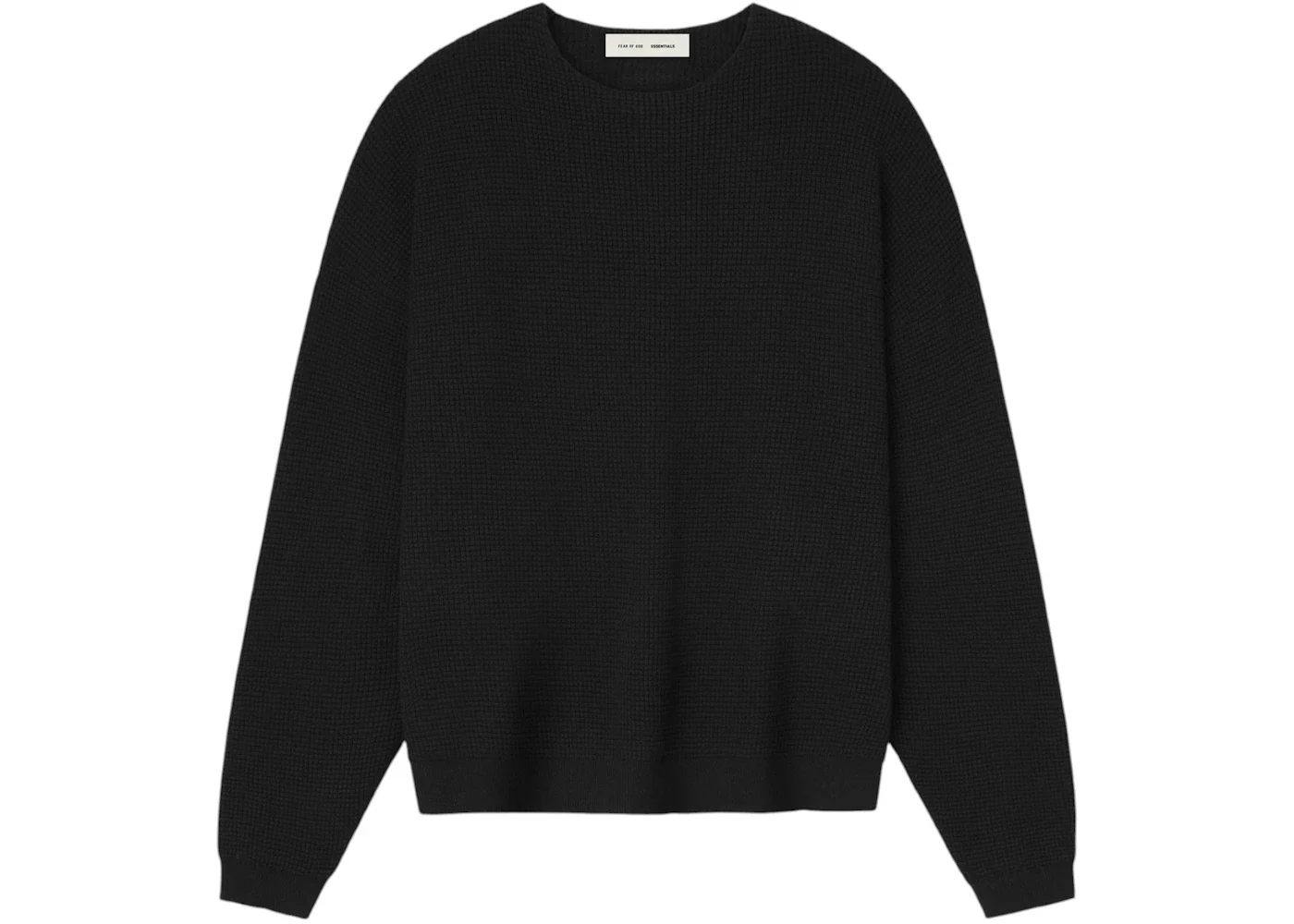 Fear of God Essentials Waffle Crewneck Sweater Jet Black - 1