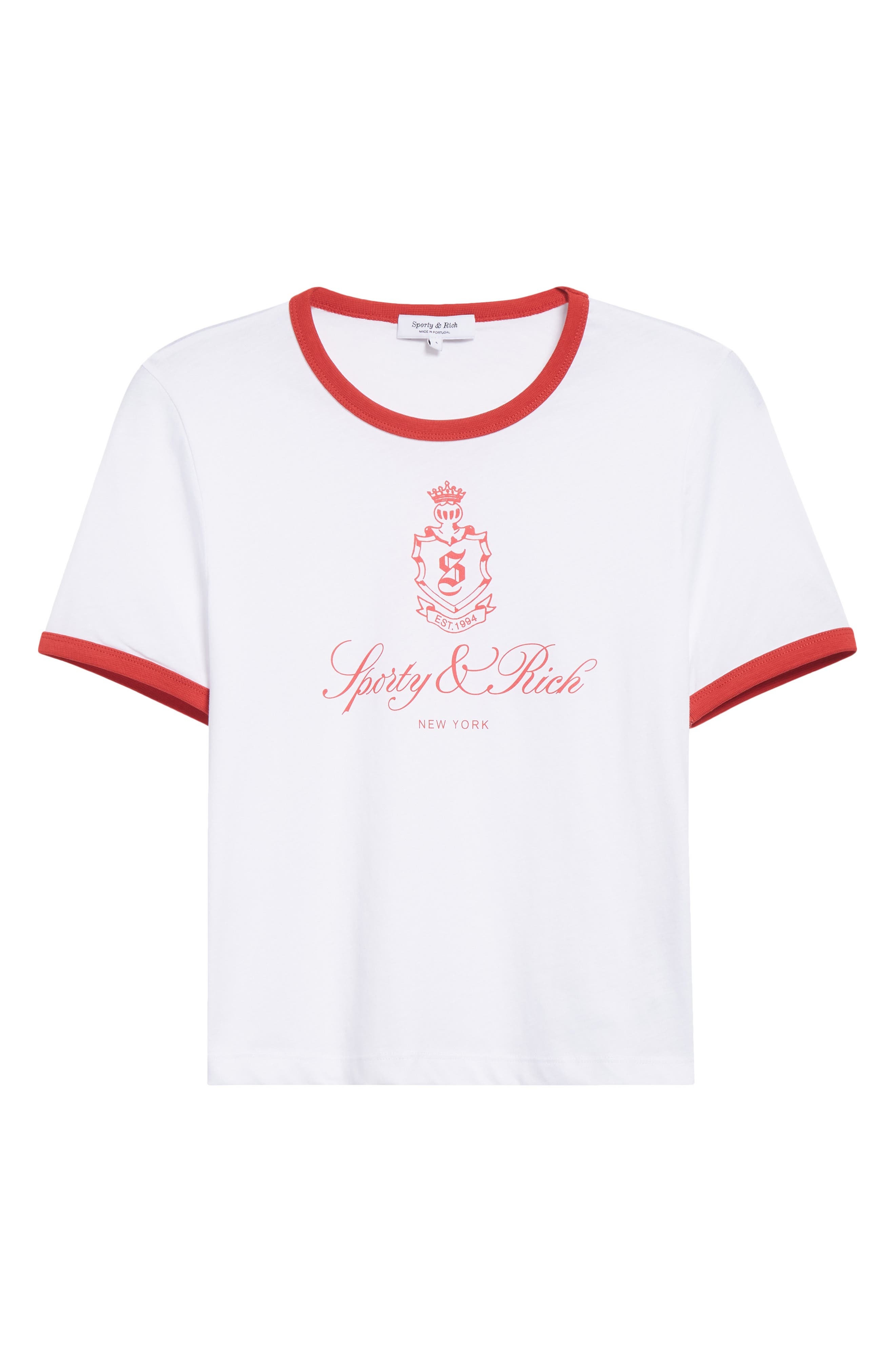 Sporty & Rich Vendome Graphic Ringer T-Shirt in White/Fire Red at Nordstrom - 5