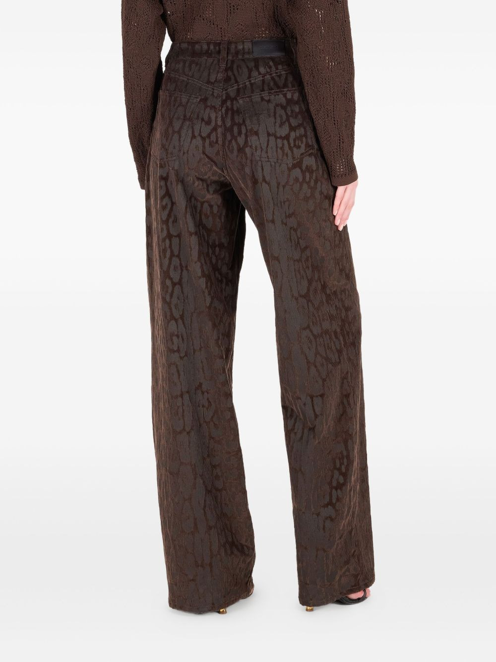 jaguear-print corduroy trousers - 4