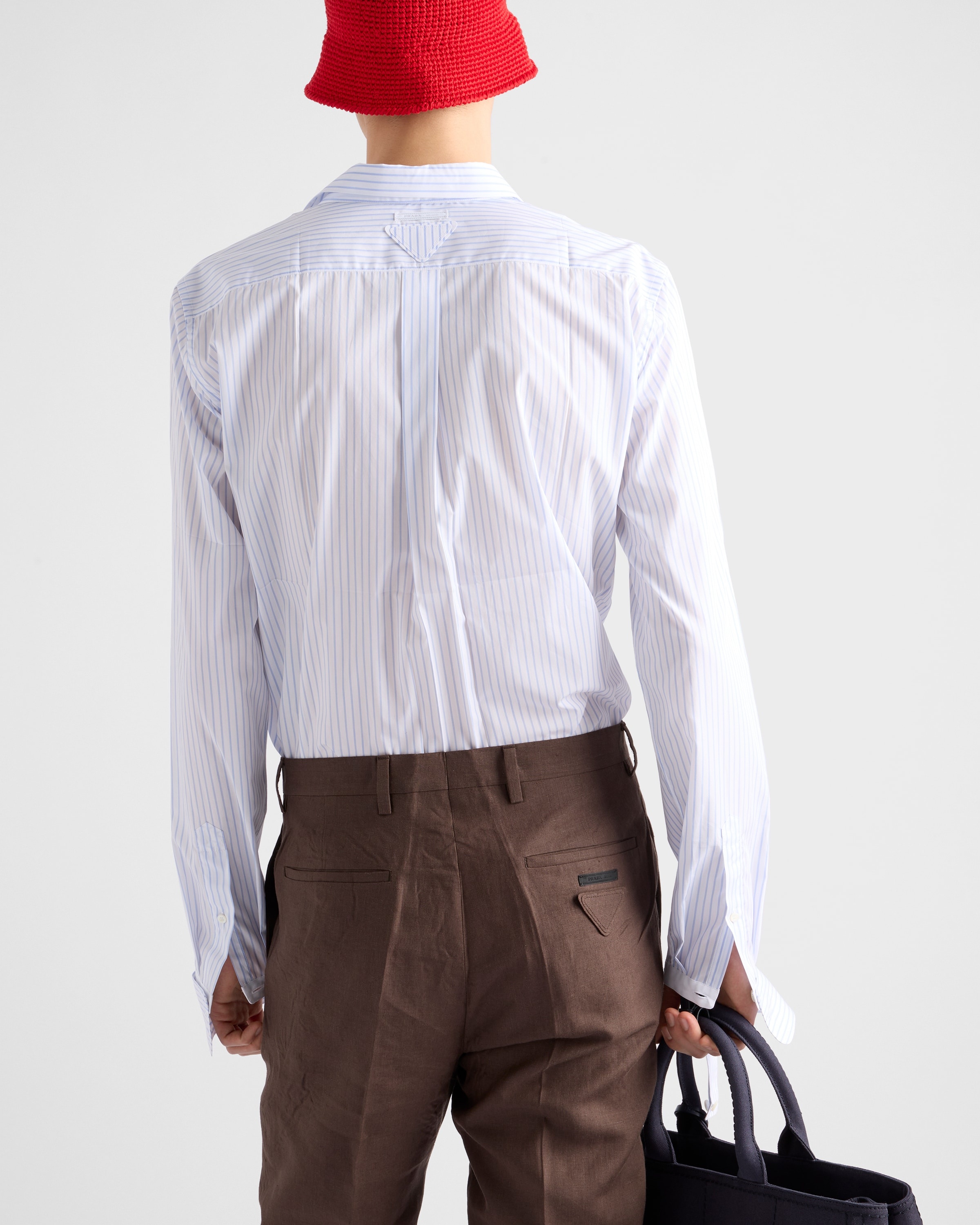 Striped cotton shirt with double collar - 5