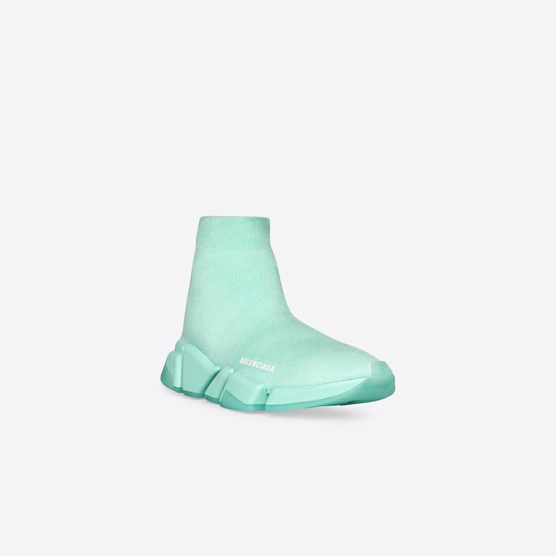 BALENCIAGA Women's Speed 2.0 Recycled Knit Sneaker With Transparent Sole in Green outlook