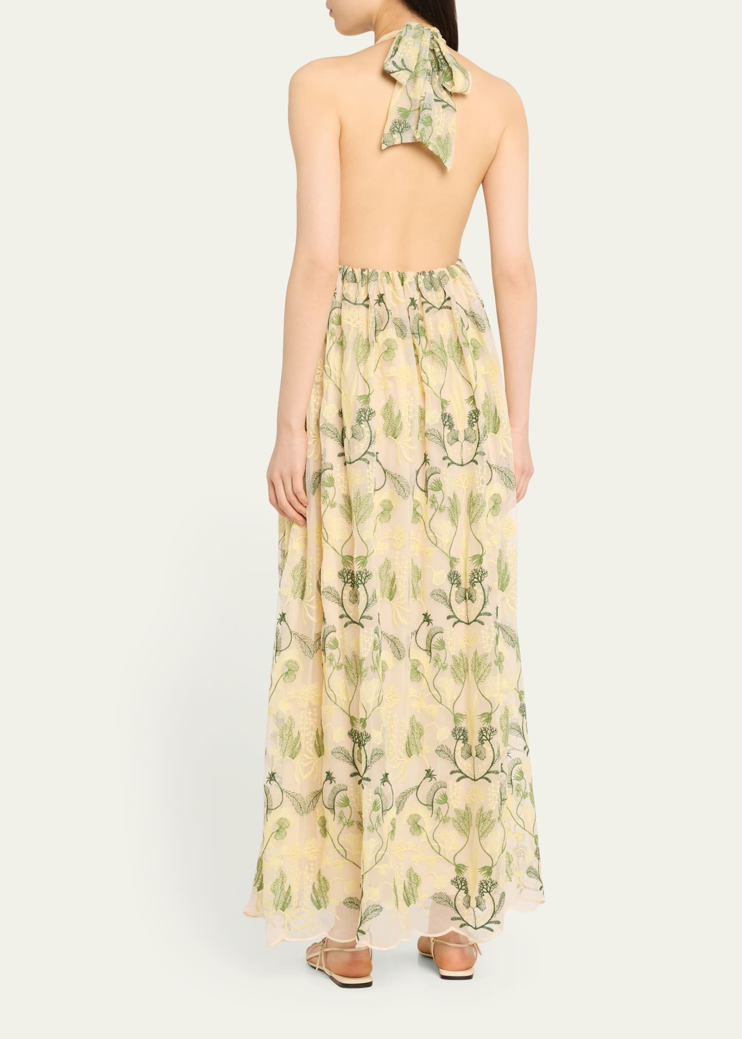 Acanella Embroidered Tie-Back Maxi Dress - 3