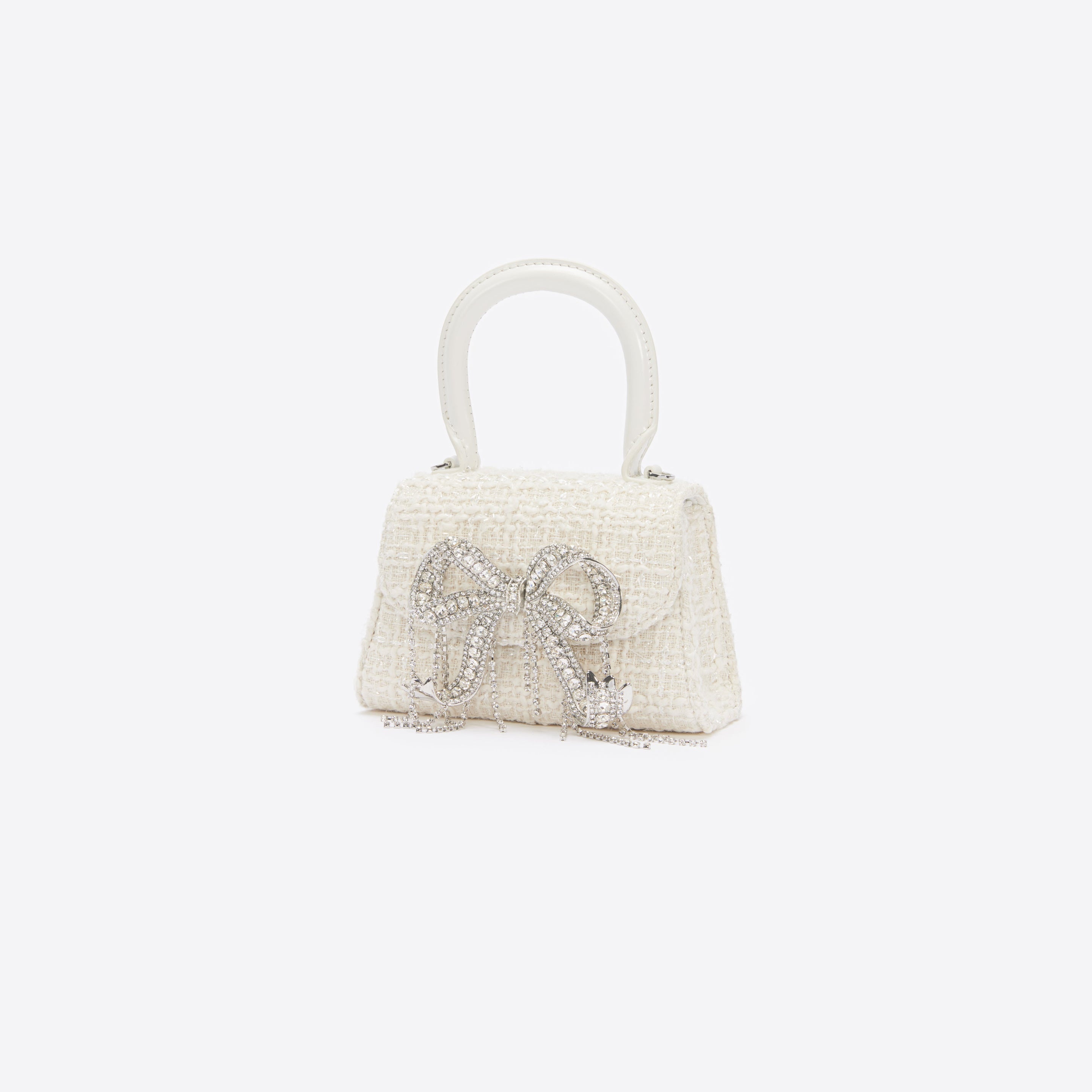 Cream Boucle Micro Bow Bag - 2