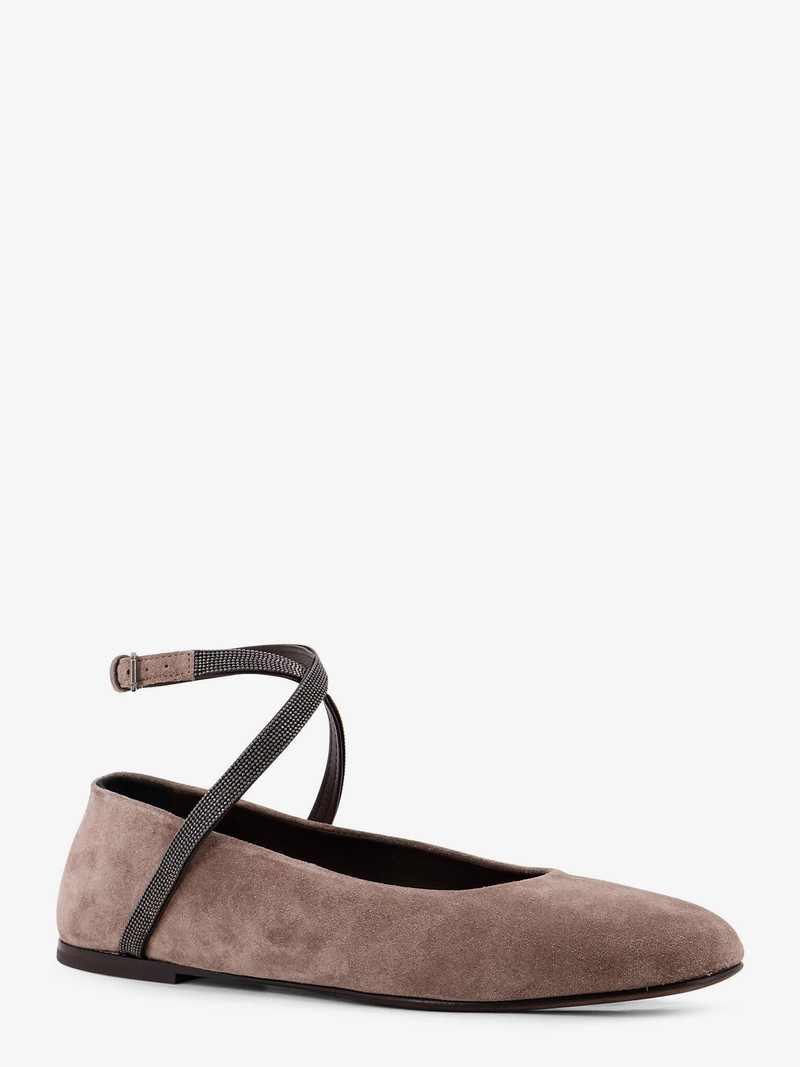 Brunello Cucinelli Suede Ballerinas With Monili Detail outlook