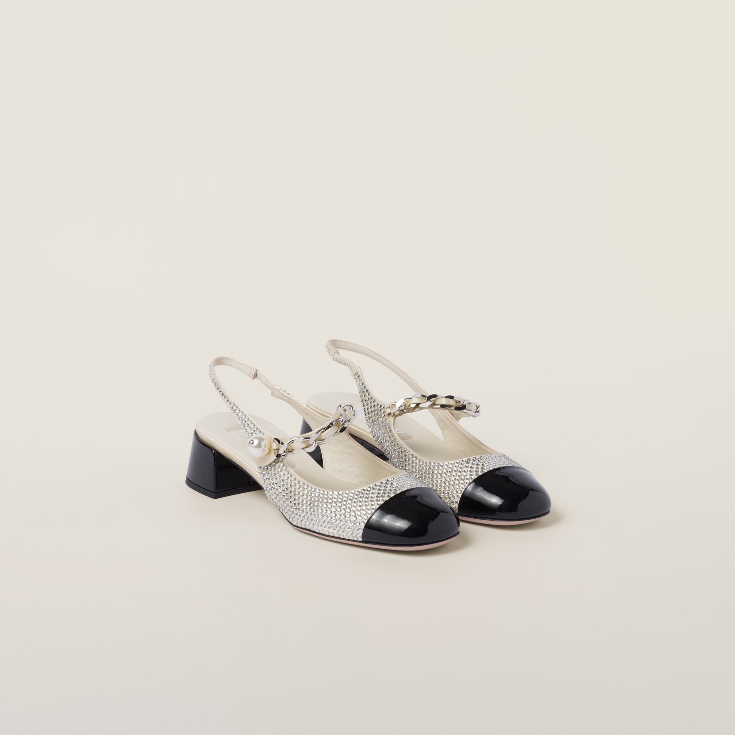 Miu Miu Satin and crystal slingback pumps | REVERSIBLE
