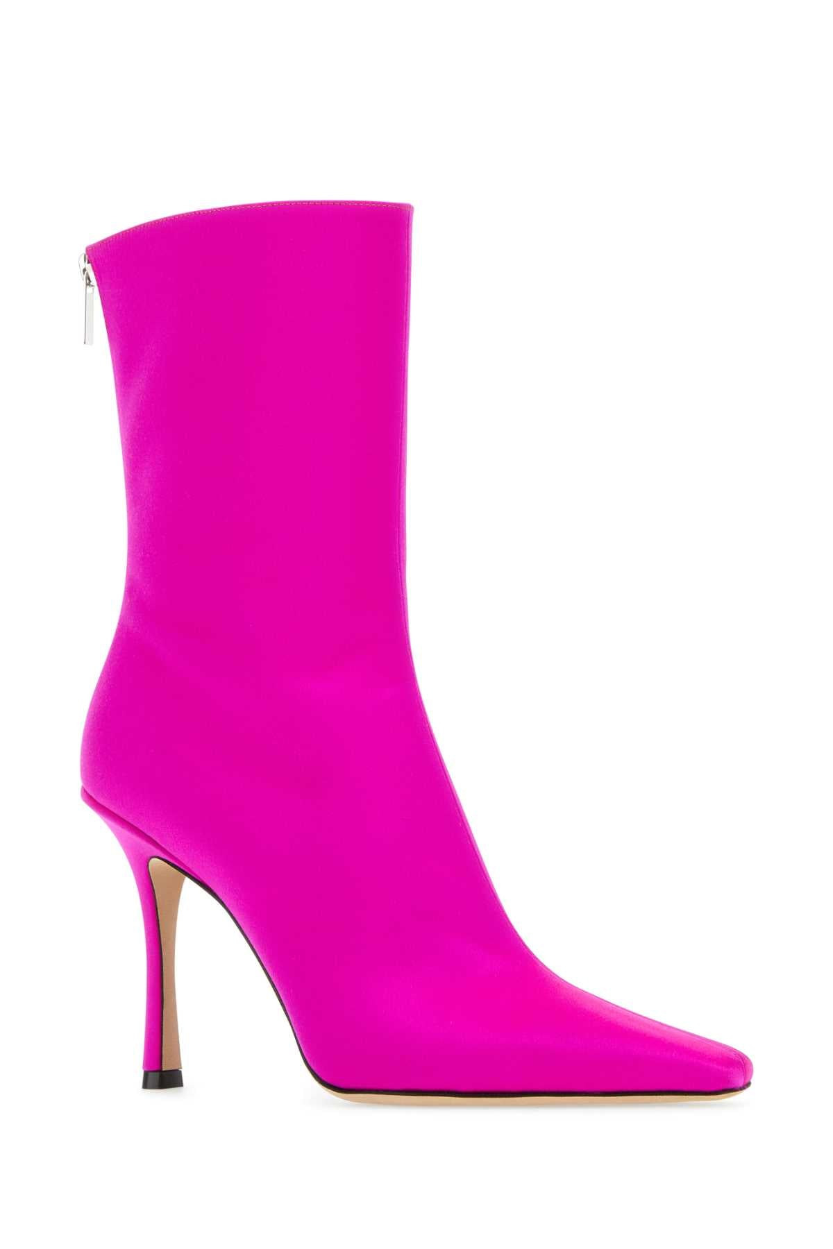 Jimmy Choo Women Fuchsia Satin Ankle Boots - 2