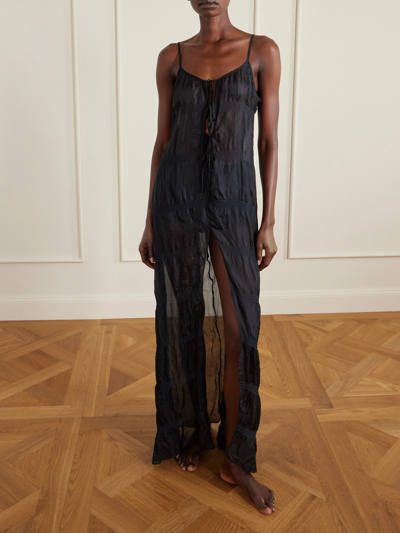 KIKI DE MONTPARNASSE Smocked Silk-blend Maxi Dress outlook