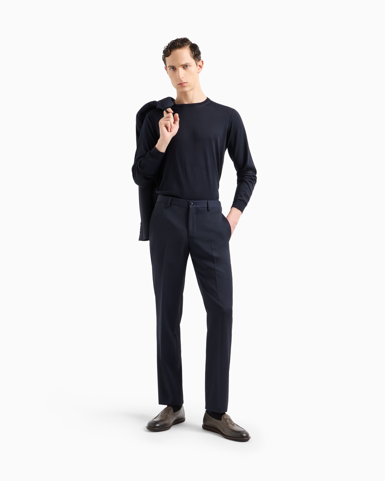 Long-sleeved, crew-neck jumper in silk and cotton - 2