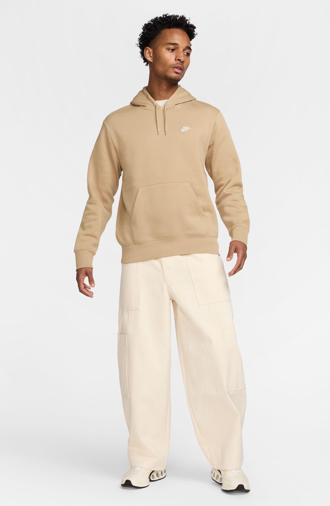 Nike Club Fleece Pullover Hoodie in Parachute Beige/White at Nordstrom - 4