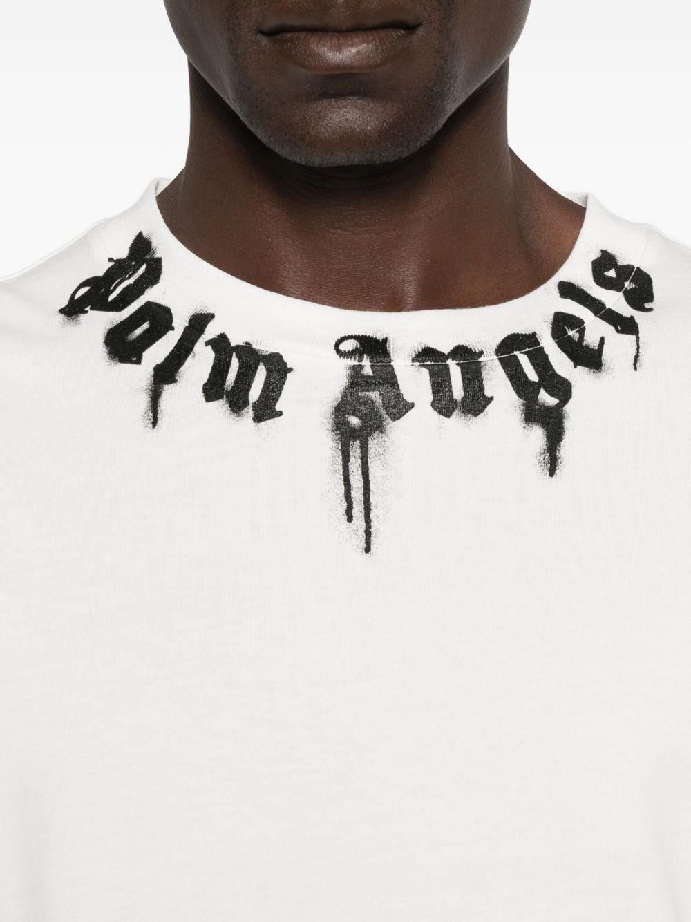 neck-logo cotton T-shirt - 4