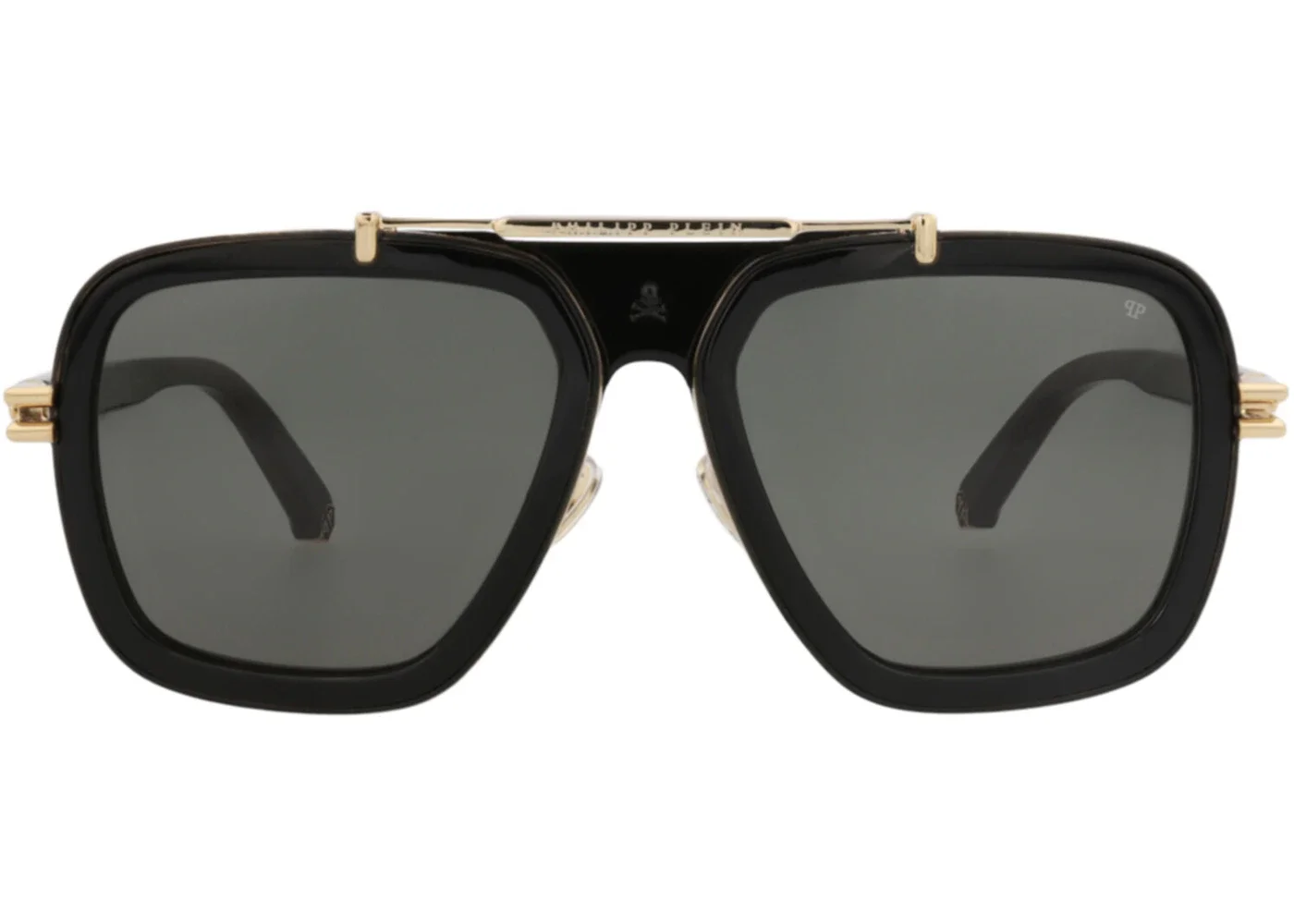 Philipp Plein Aviator-Frame Metal Sunglasses Black Black Grey (SPP109V-57-700K) - 1