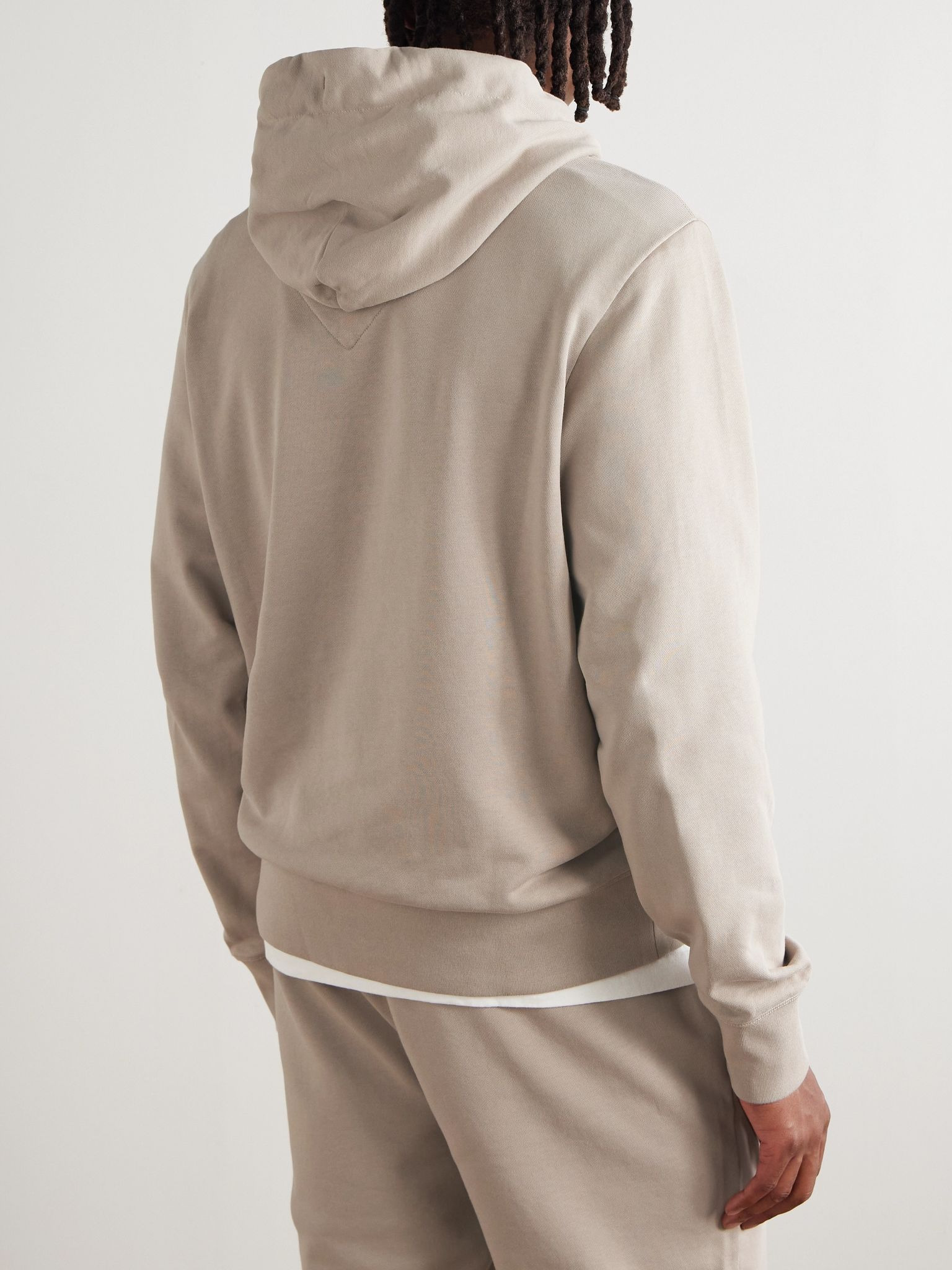 Huron Logo-Appliquéd Organic Cotton-Jersey Hoodie Gray - 3