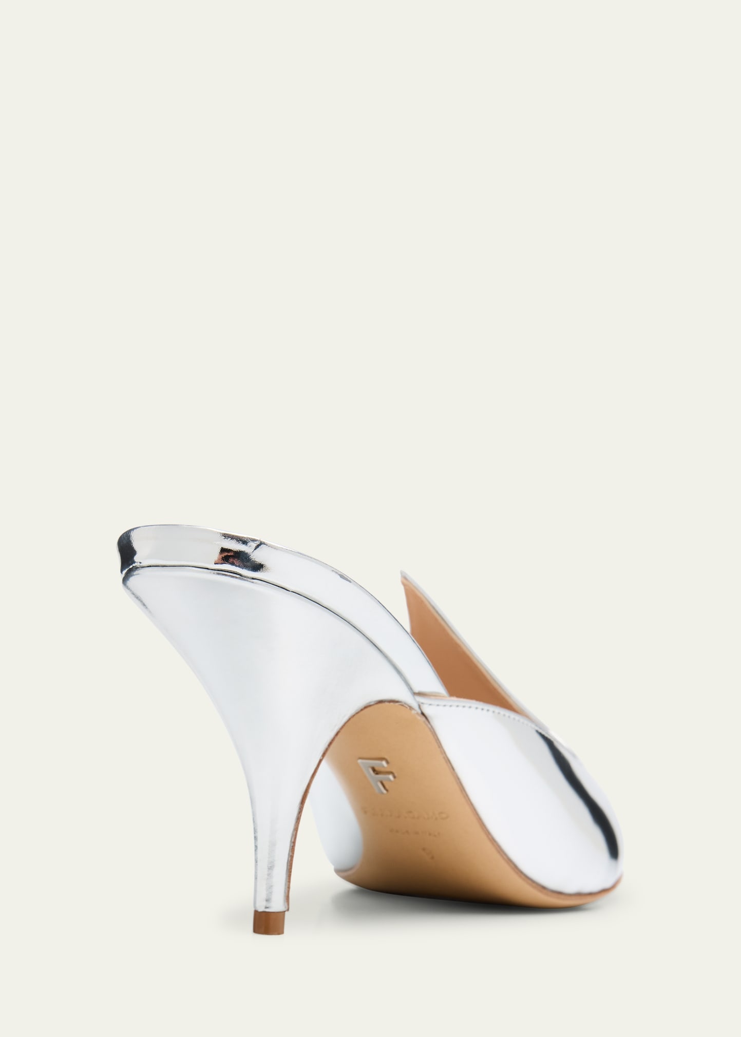 Avril Metallic Leather Mule Pumps - 6