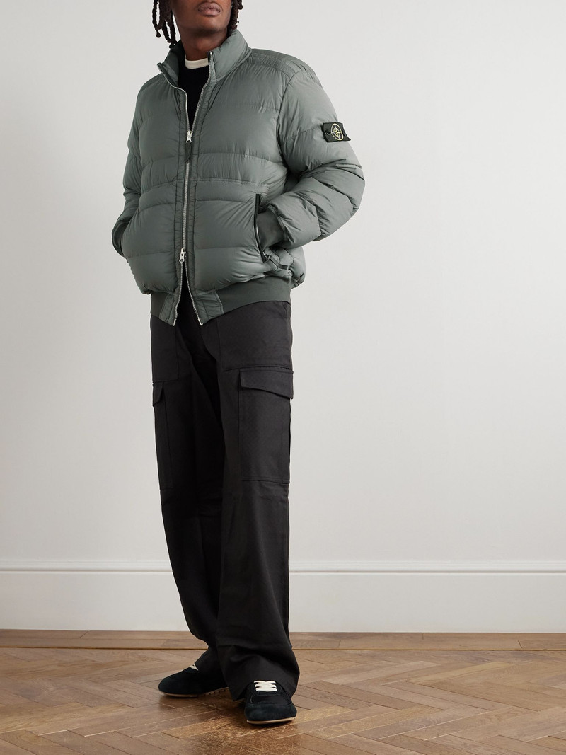 Stone Island Logo-Appliquéd Quilted Shell Down Bomber Jacket Gray outlook