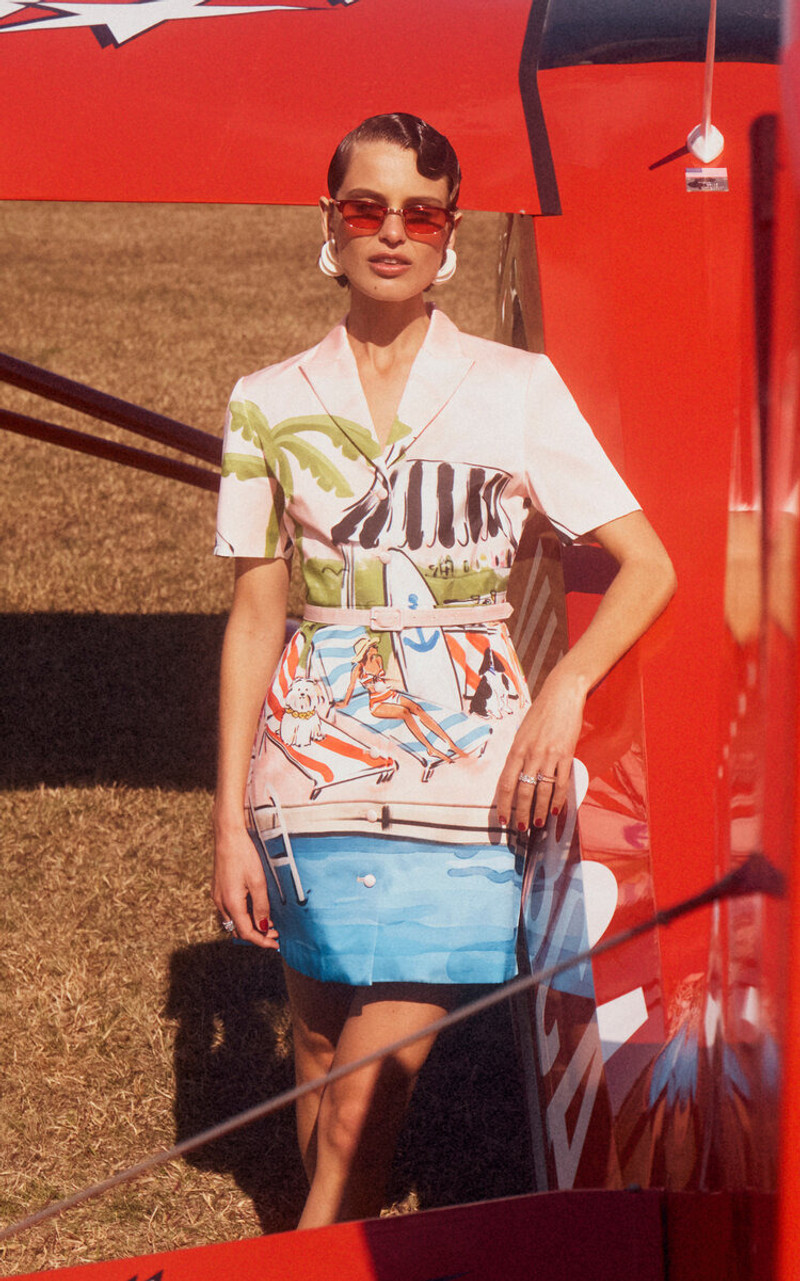 LEO LIN Candied Lace Wide-Leg Pants blue outlook