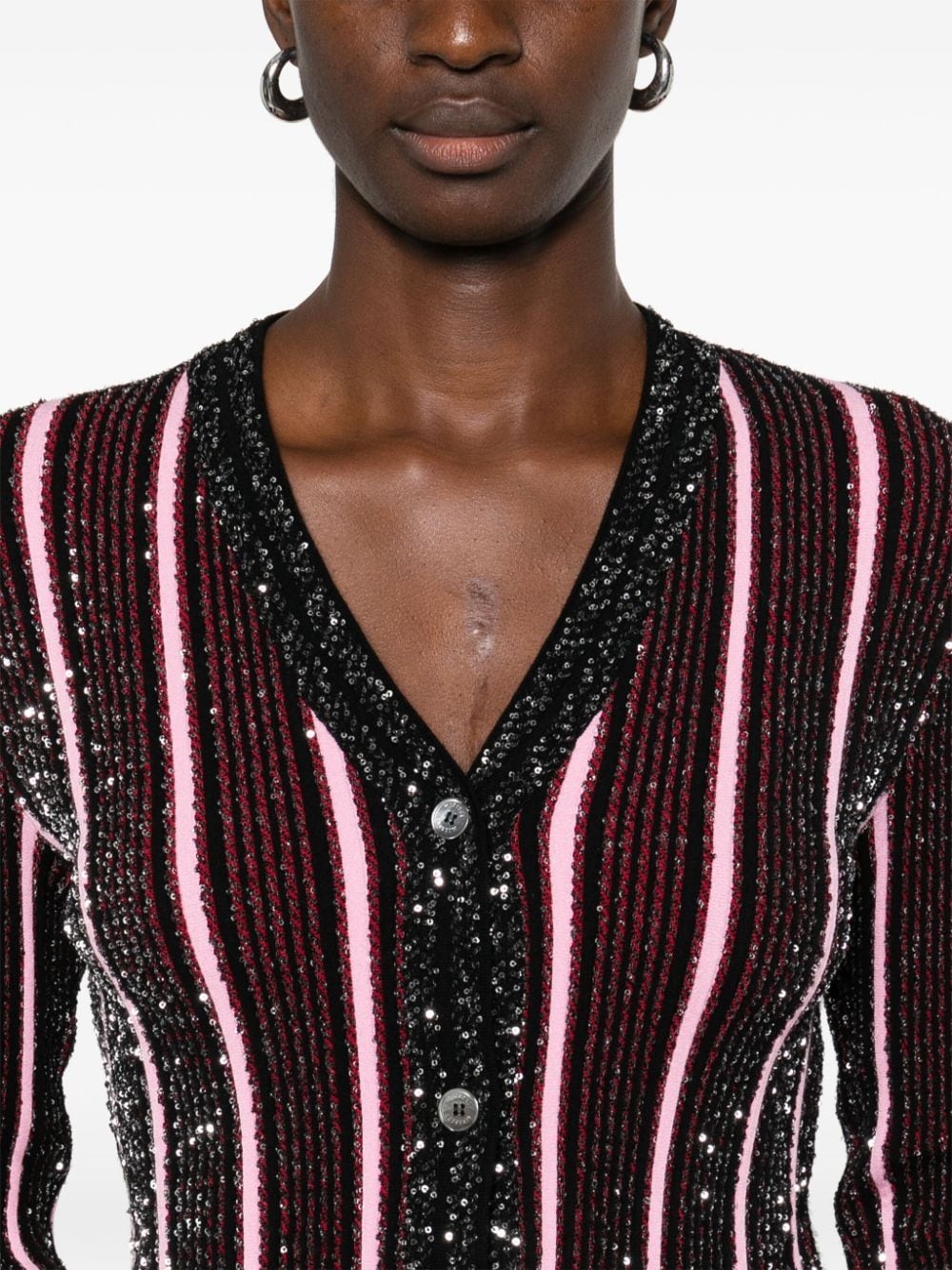 sequined ribbed cardigan - 5