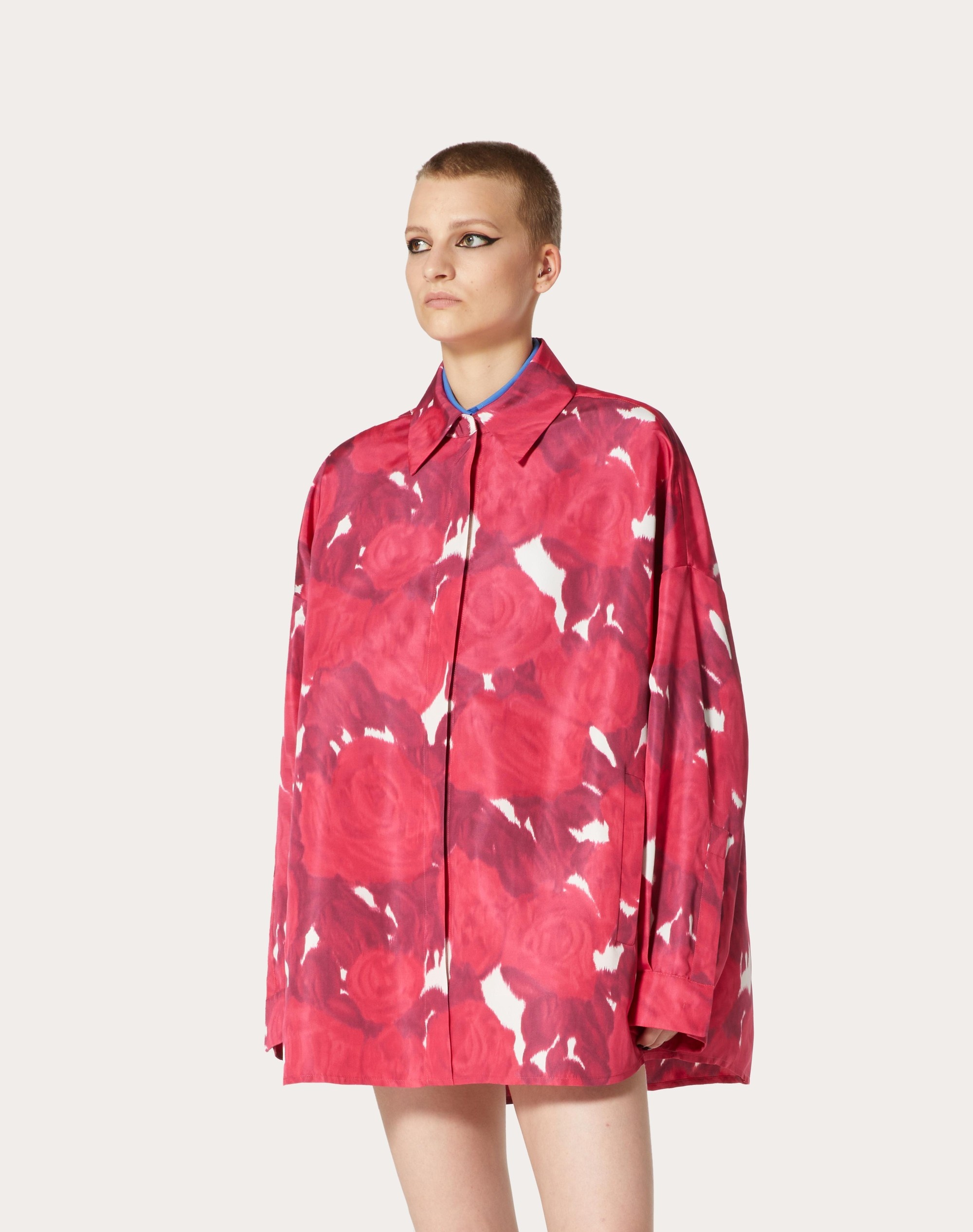 VALENTINO ROSE MOIRE' FAILLE PEA COAT - 3