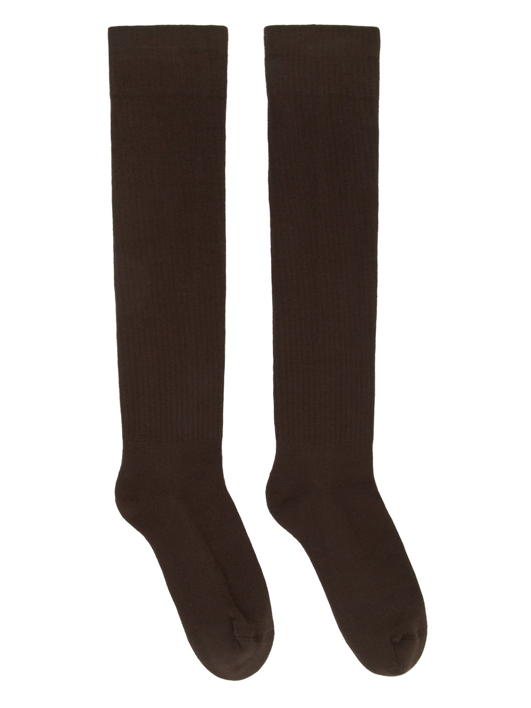 Brown Cotton Knee-High Socks - 1