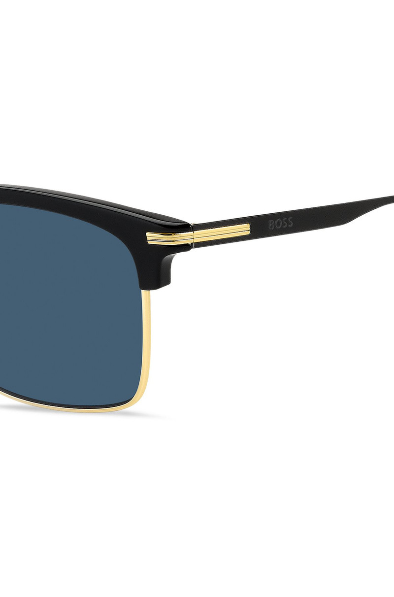 BOSS BLUE-LENS SUNGLASSES WITH BLACK AND GOLD-TONE FRAMES outlook