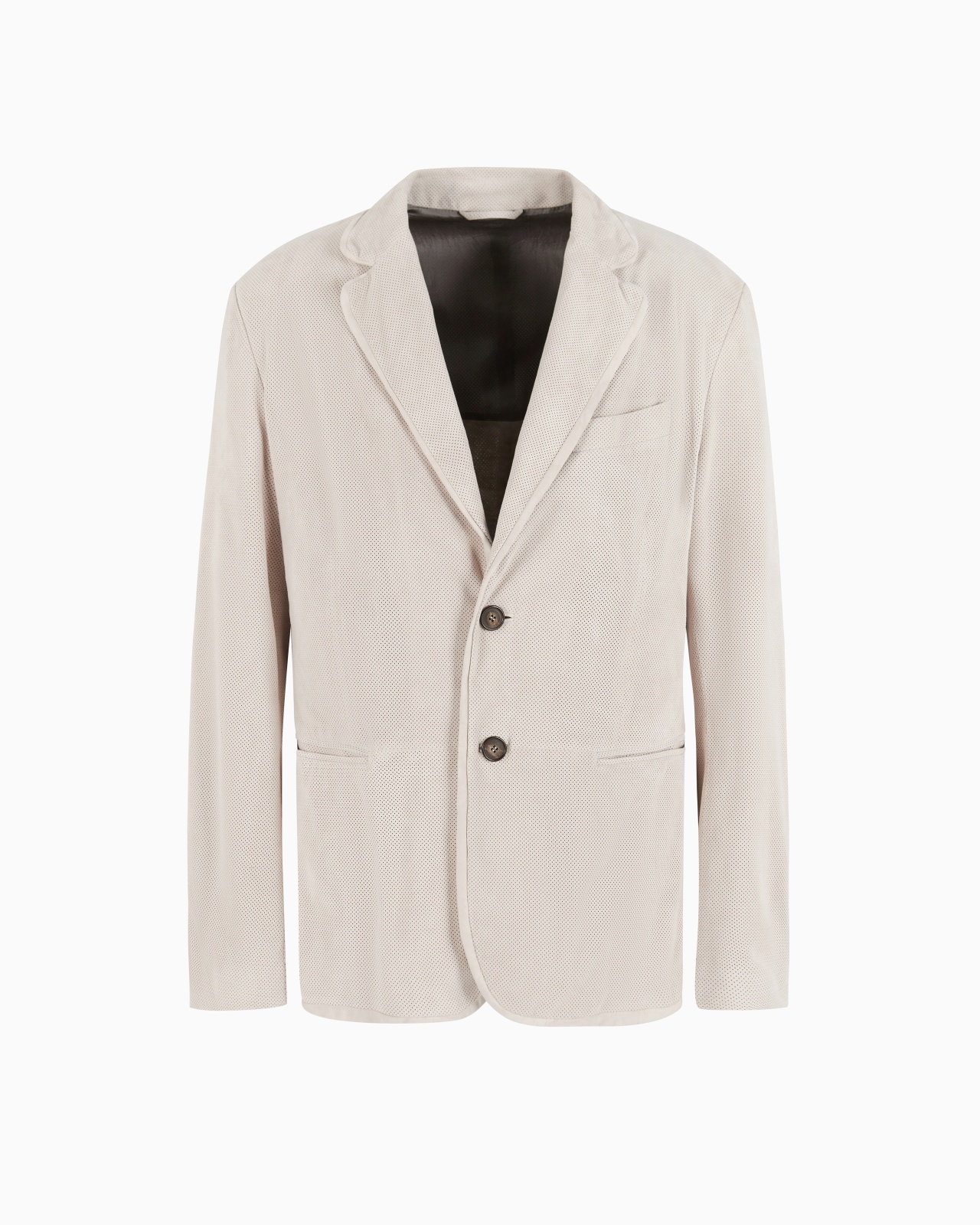 SINGLE-BREASTED JACKET IN PERFORATED SUEDE - 1