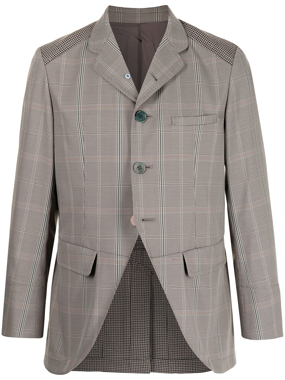 open-front checked blazer - 1