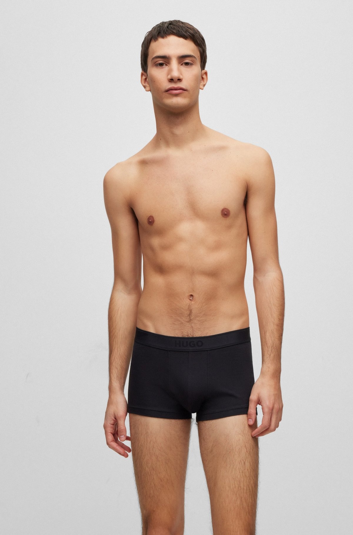 STRETCH-COTTON REGULAR-RISE TRUNKS WITH MARKER LOGO - 2