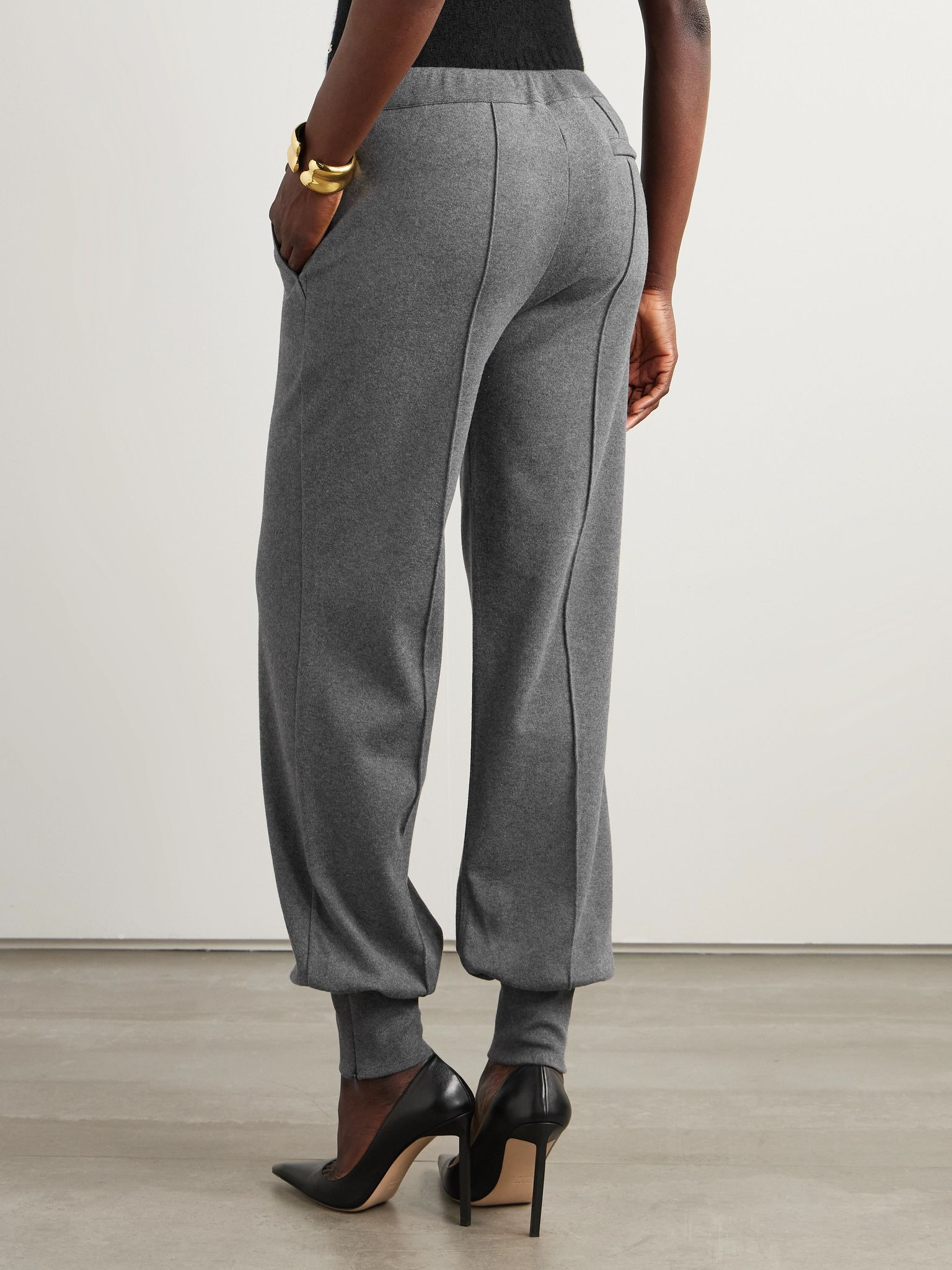 Cotton-jersey tapered track pants Dark gray - 4