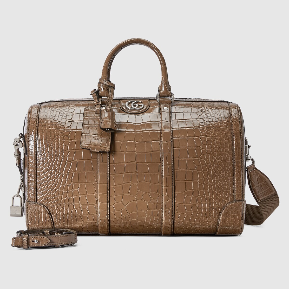 Crocodile duffle bag with Double G - 3