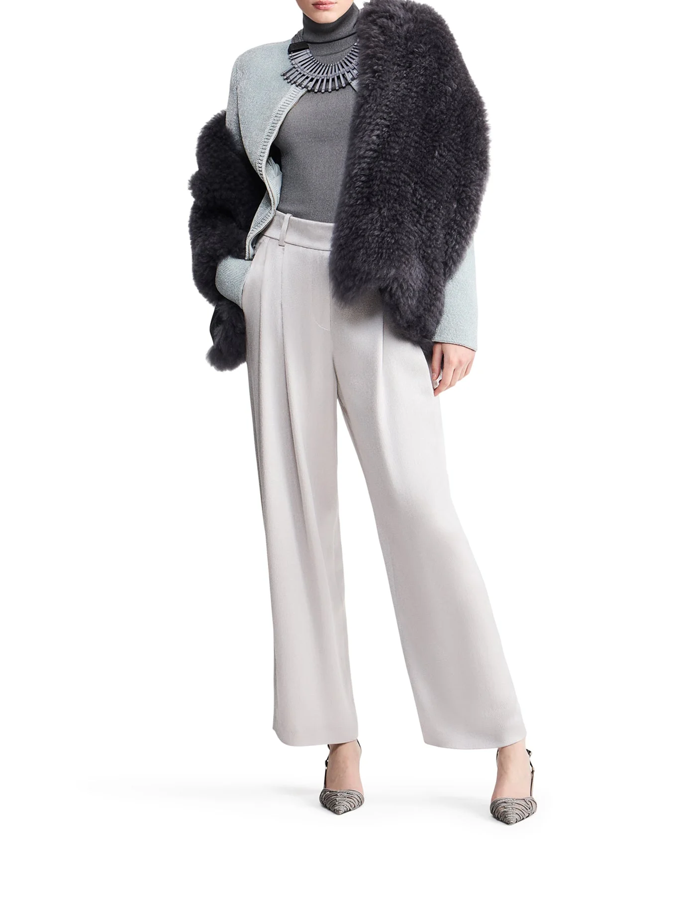 ENGLISH RIBBED VISCOSE TURTLENECK TOP WITH SHORT SLEEVES - 1
