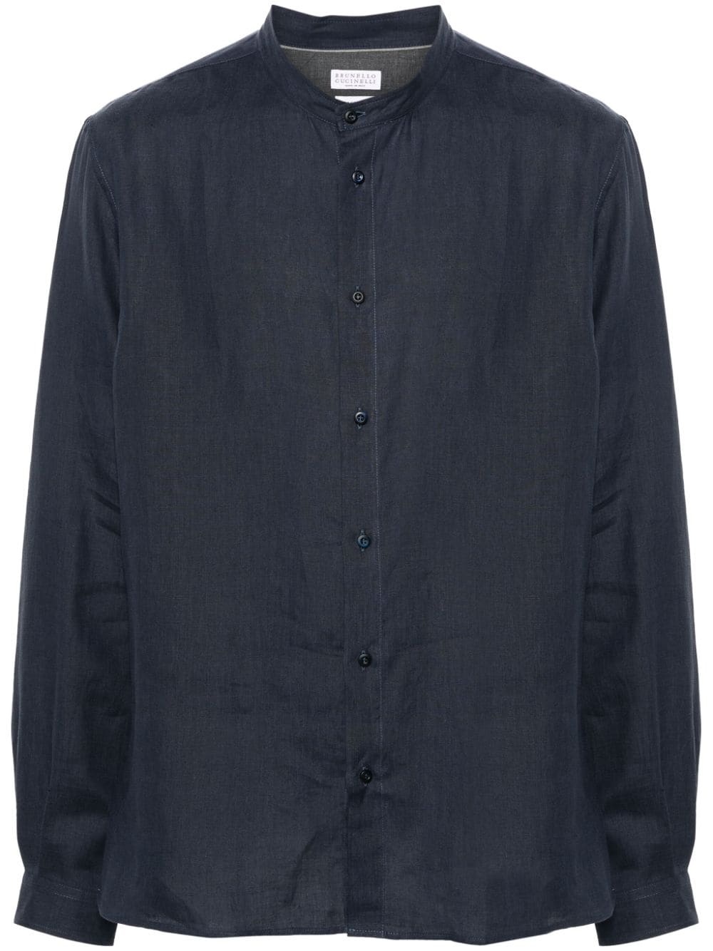 band-collar hemp shirt - 1