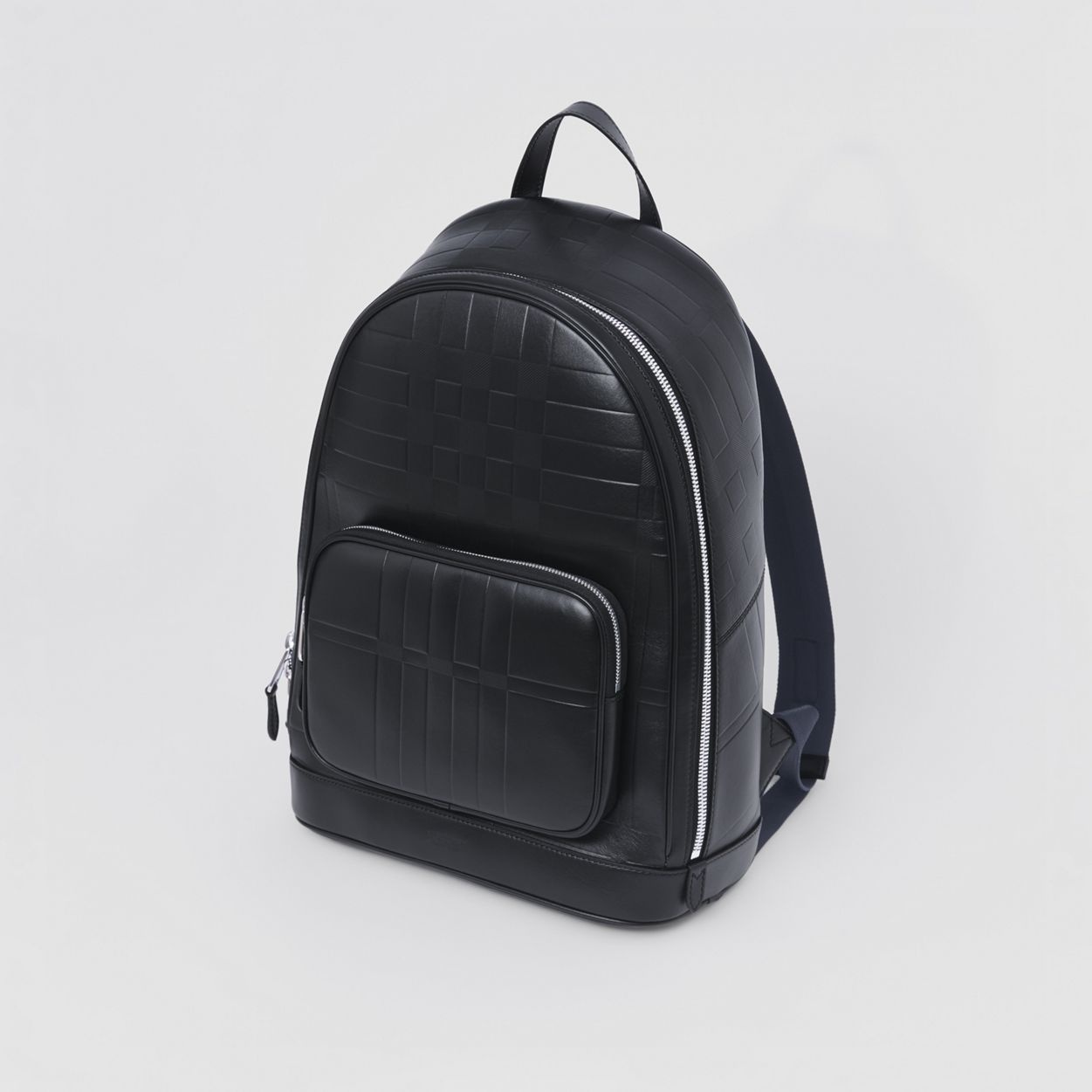 Embossed Check Leather Backpack - 4